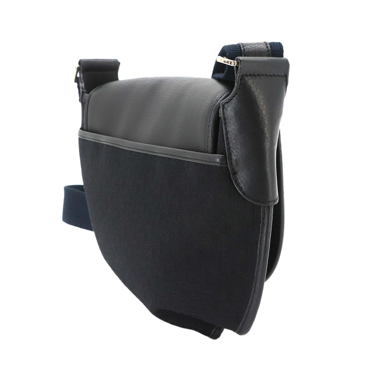 Christian Dior Black Navy Canvas Leather Shoulder Bag (Pre-Owned)