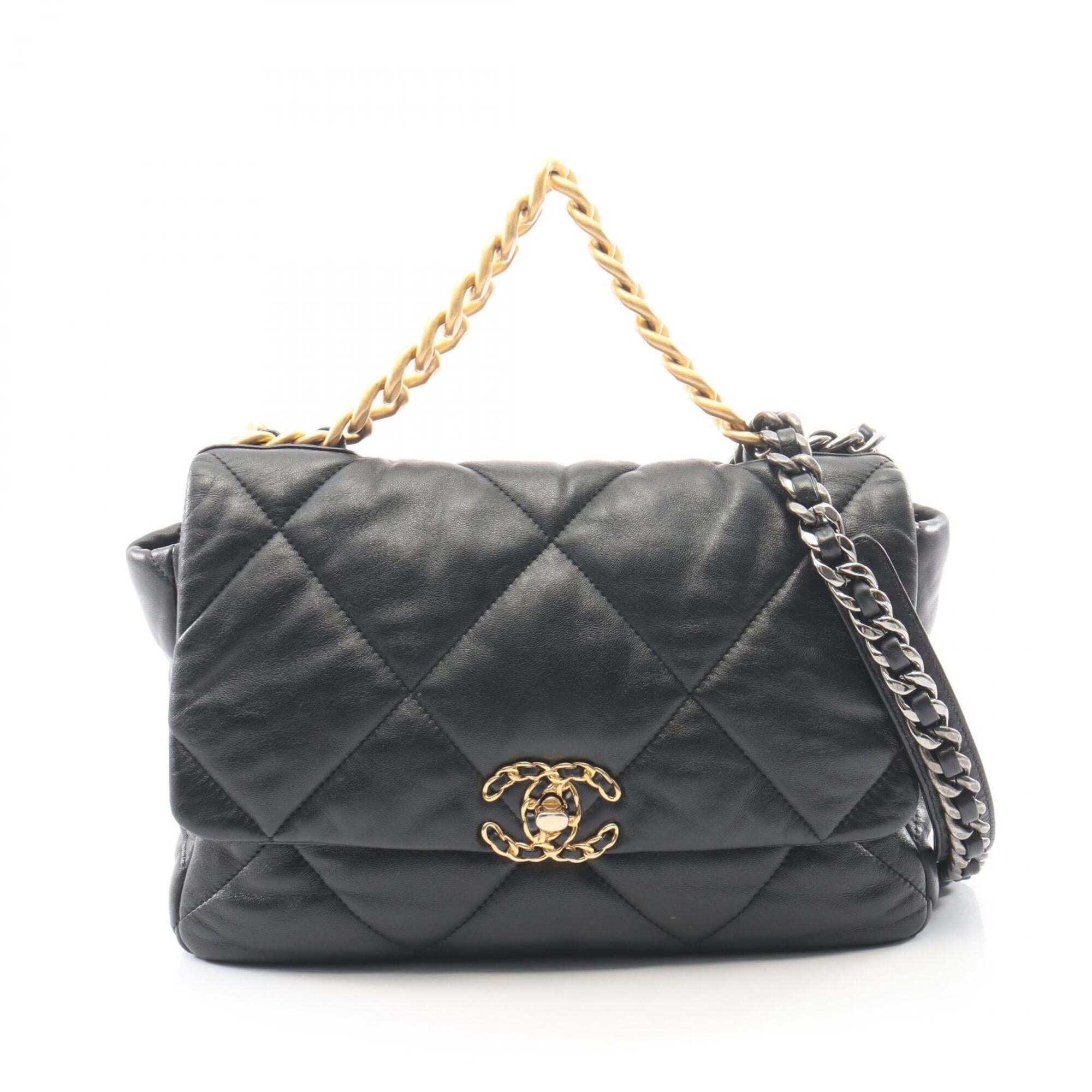 Chanel Black Leather Handbag Shoulder Bag (Pre-Owned)