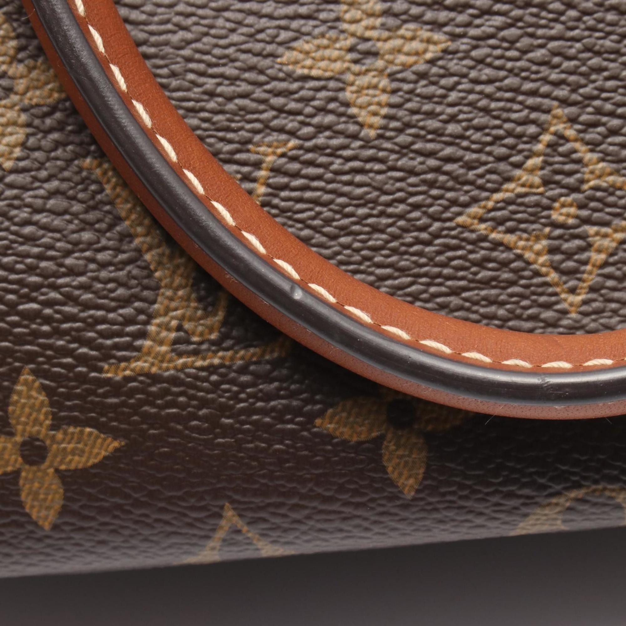 Louis Vuitton Black Brown Monogram Coated Canvas Leather Handbag (Pre-Owned)