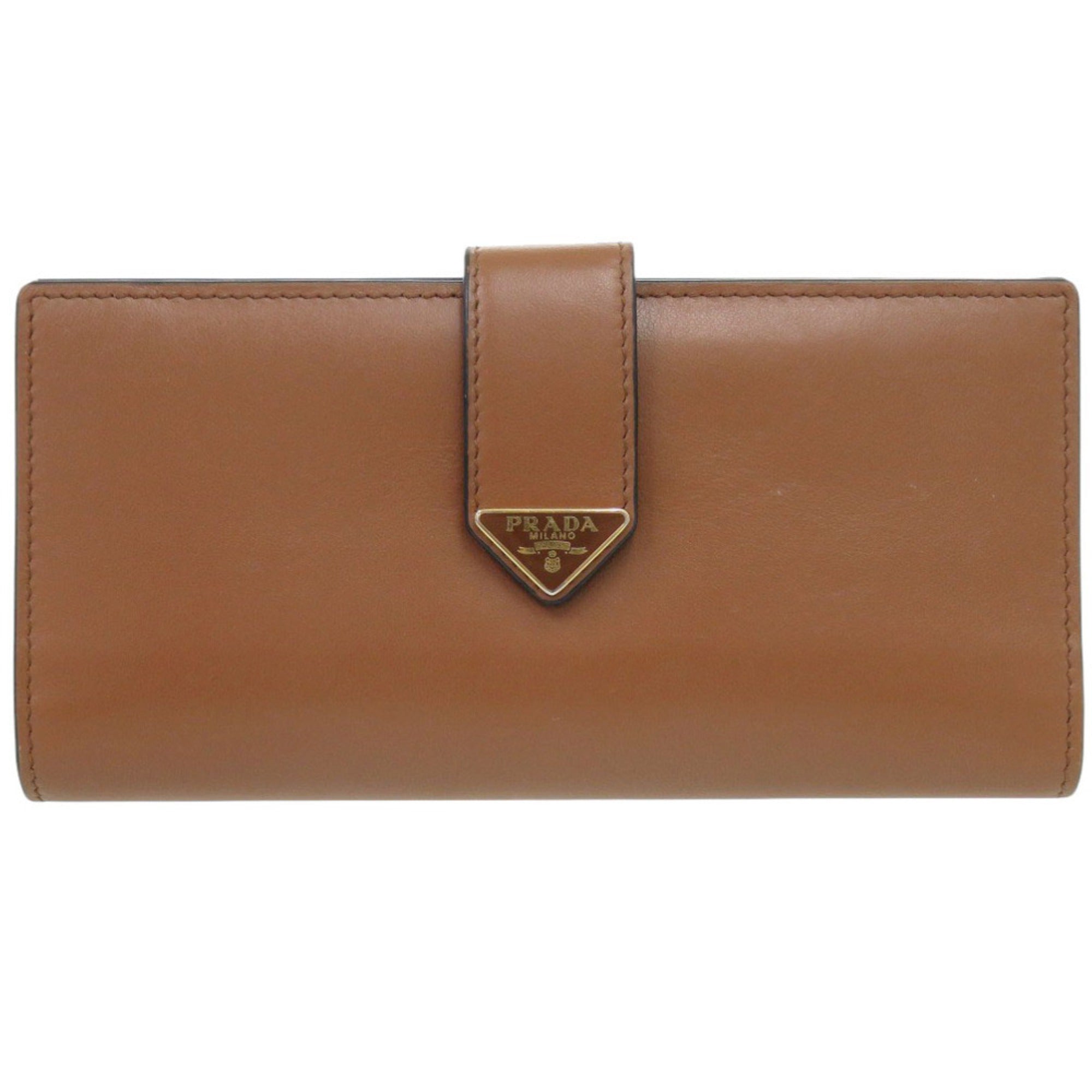 Prada Brown Leather Long Wallet (Bi-Fold) (Pre-Owned)