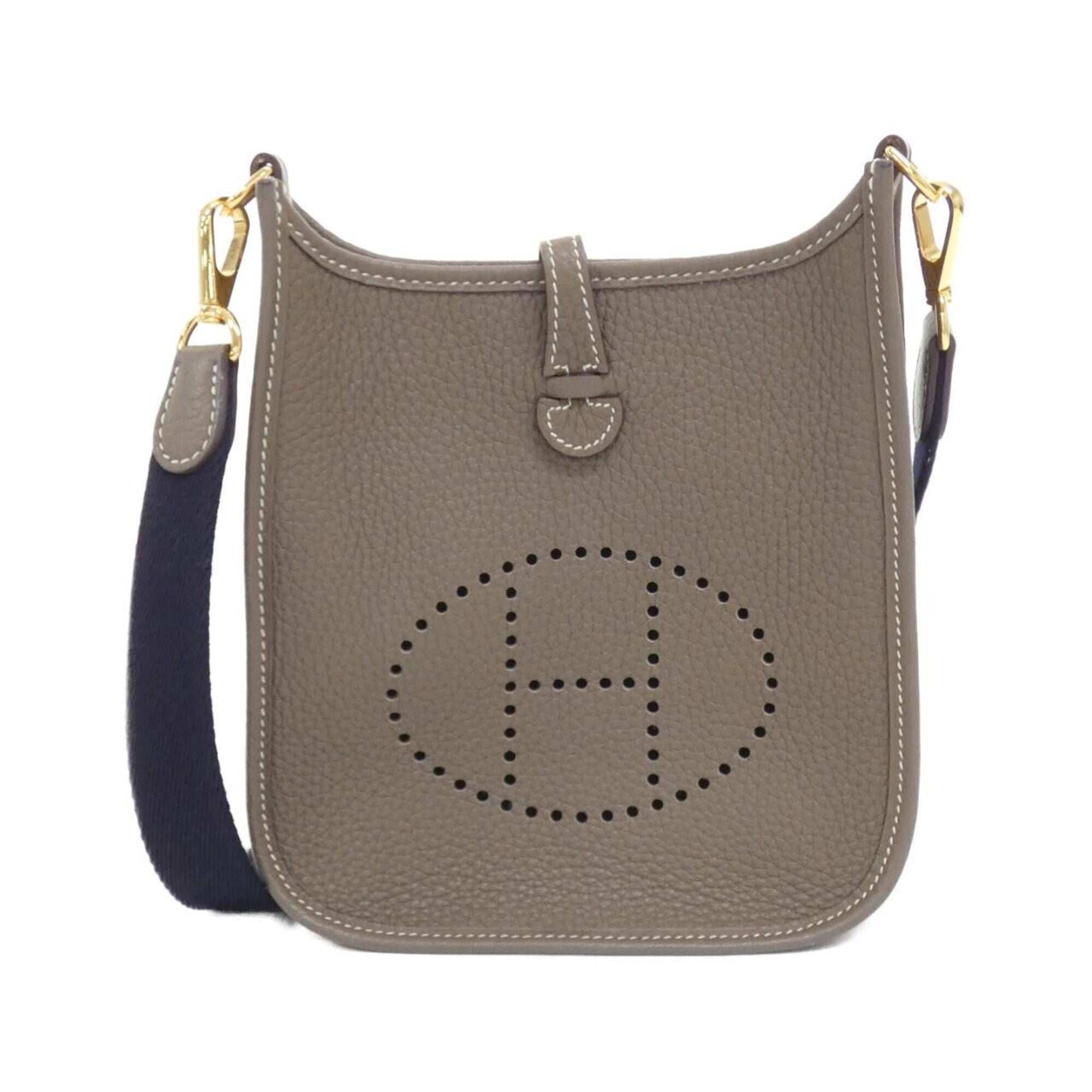 Hermes Blue Indigo Etoupe Gray Taurillon Clemence Leather Shoulder Bag (Pre-Owned)