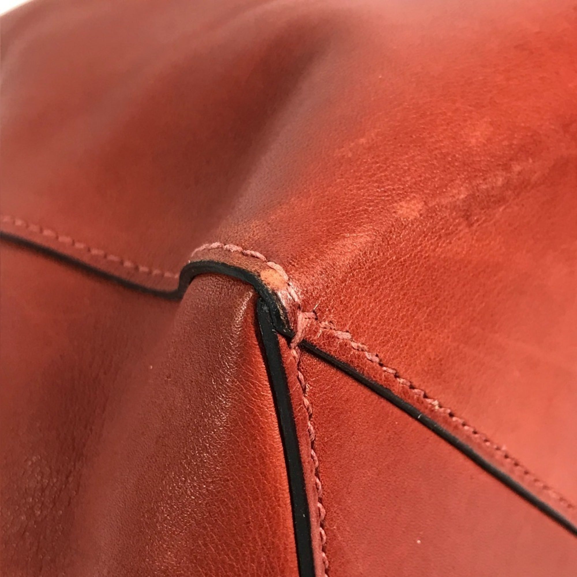 Hermes Navy Red Color Leather Shoulder Bag (Pre-Owned)
