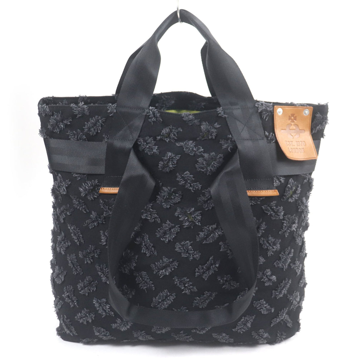 Vivienne Westwood Black Canvas Leather Handbag Tote Bag (Pre-Owned)