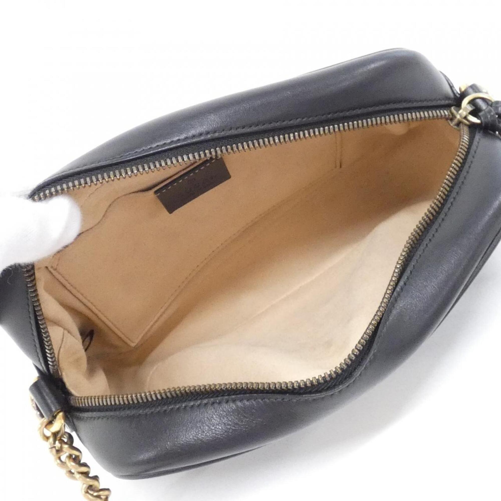 Gucci Gg Marmont Black Leather Shoulder Bag (Pre-Owned)
