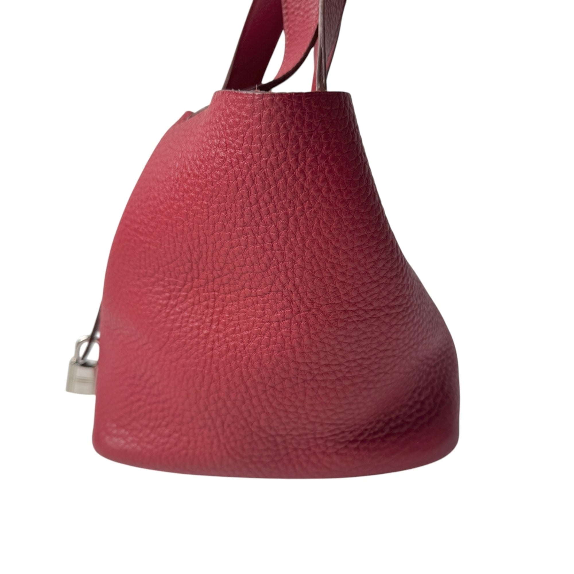 Hermes Rouge H Taurillon Clemence Leather Handbag (Pre-Owned)