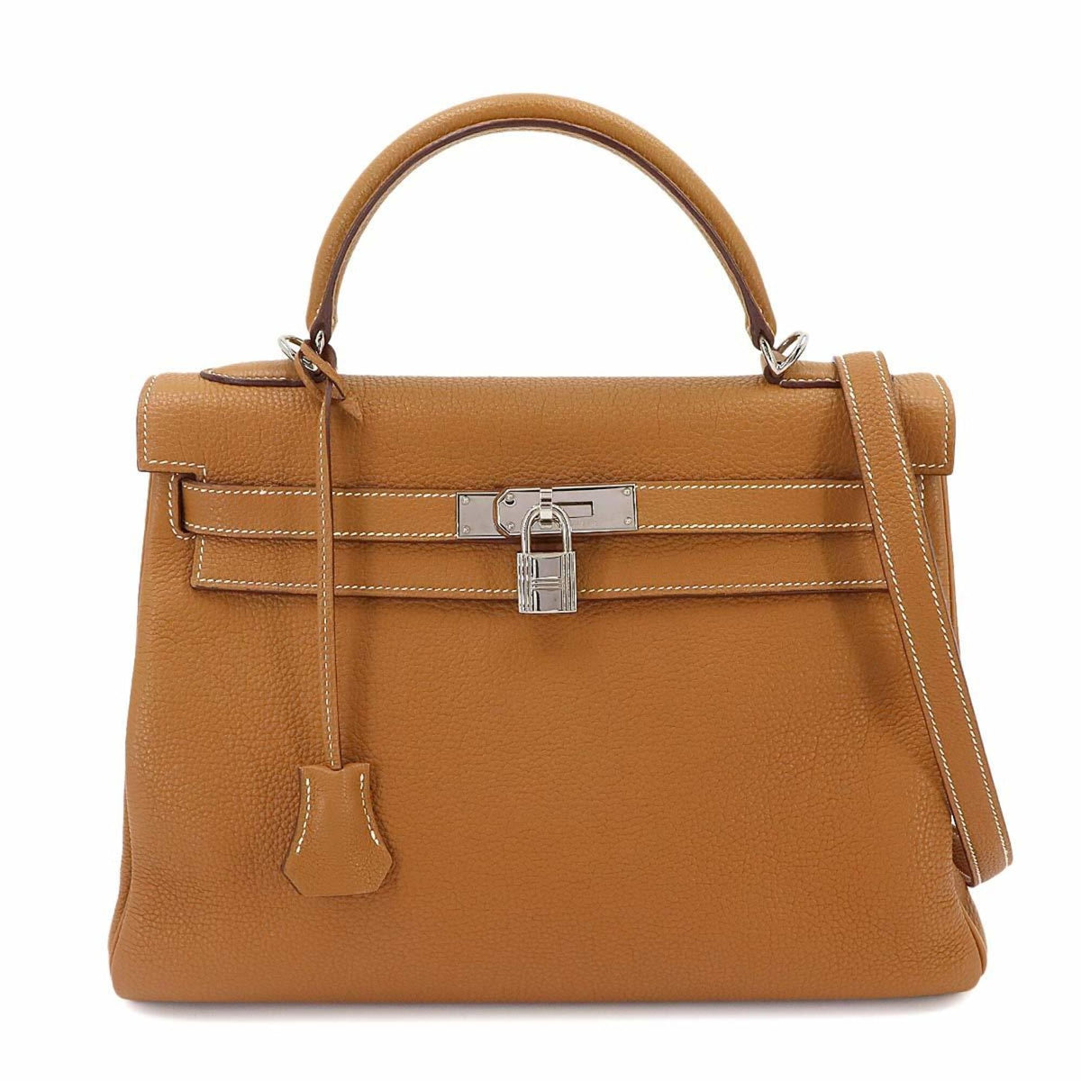 Hermes Gold Brown Togo Leather Handbag (Pre-Owned)