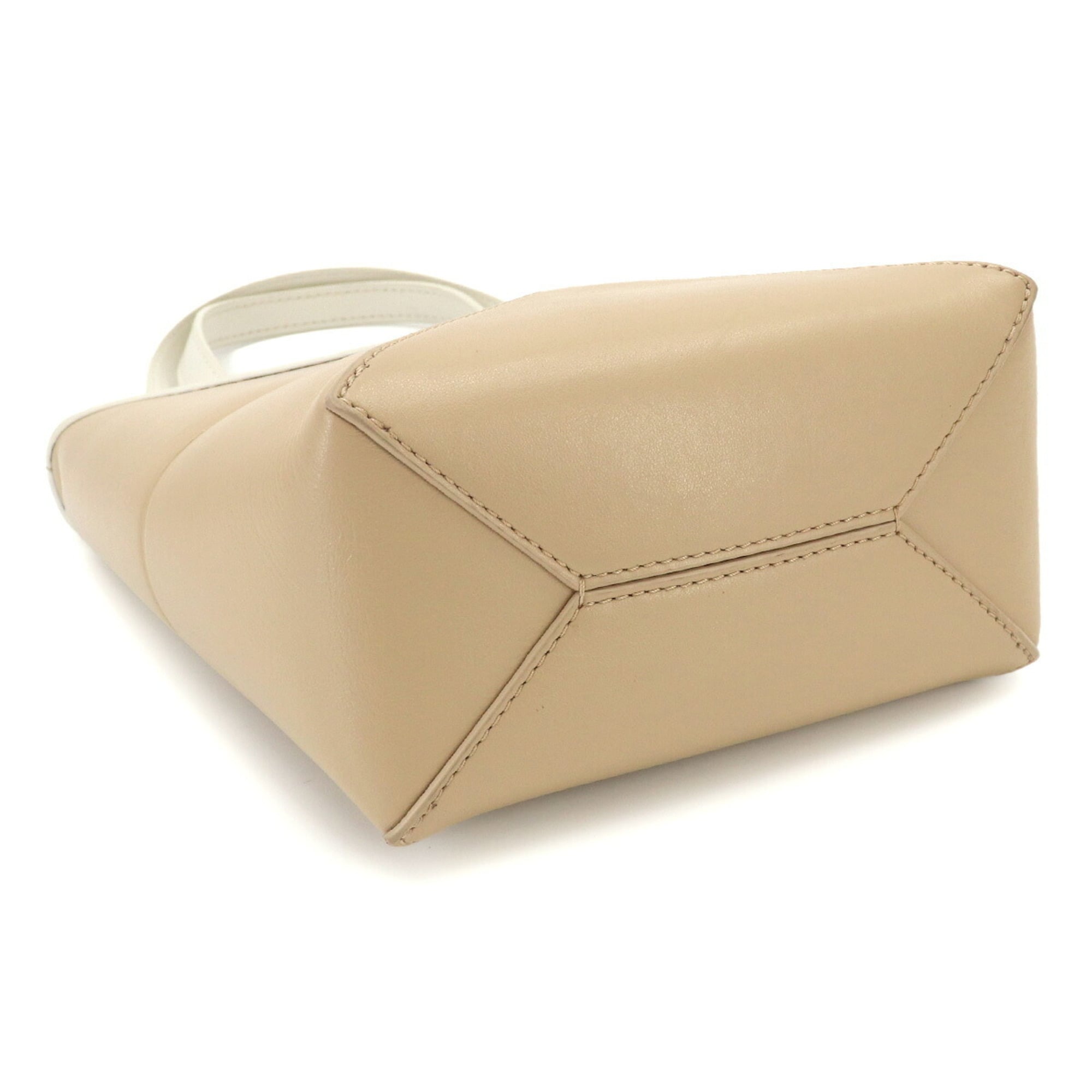Loewe Puzzle Beige White Leather Handbag Tote Bag (Pre-Owned)