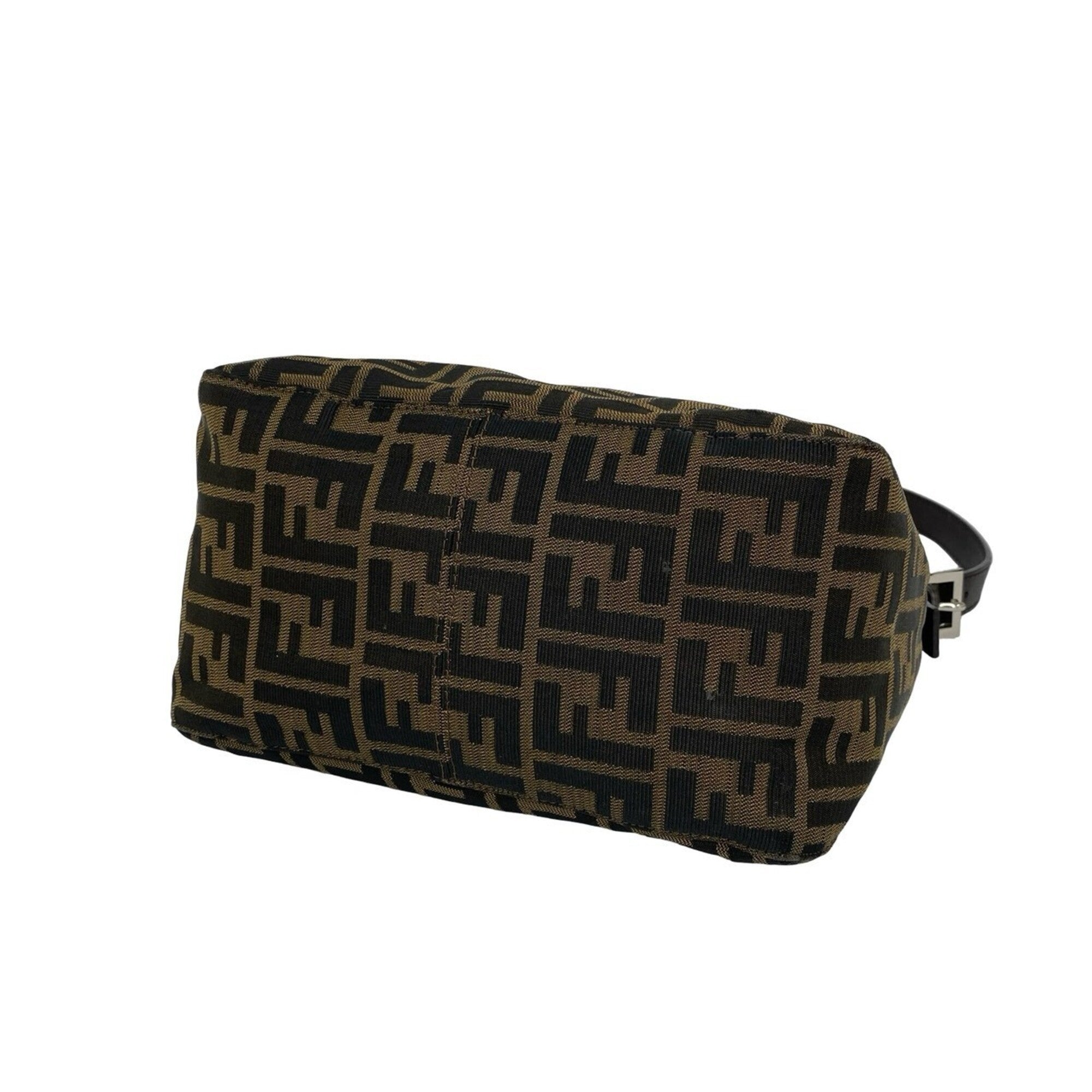 Fendi Black Brown Canvas Leather Handbag Shoulder Bag (Pre-Owned)