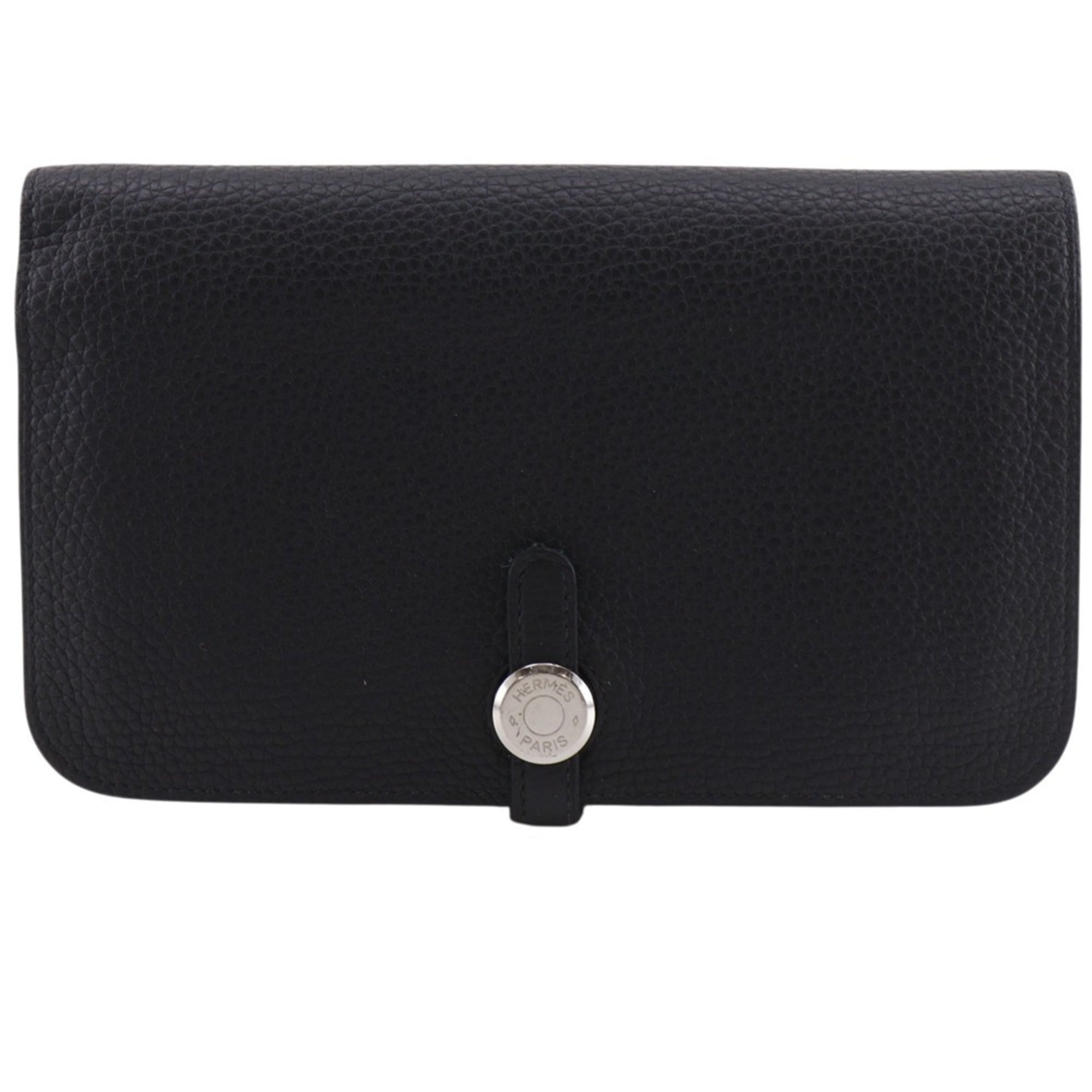 Hermes Dogon Duo Black Togo Leather Long Wallet (Bi-Fold) (Pre-Owned)