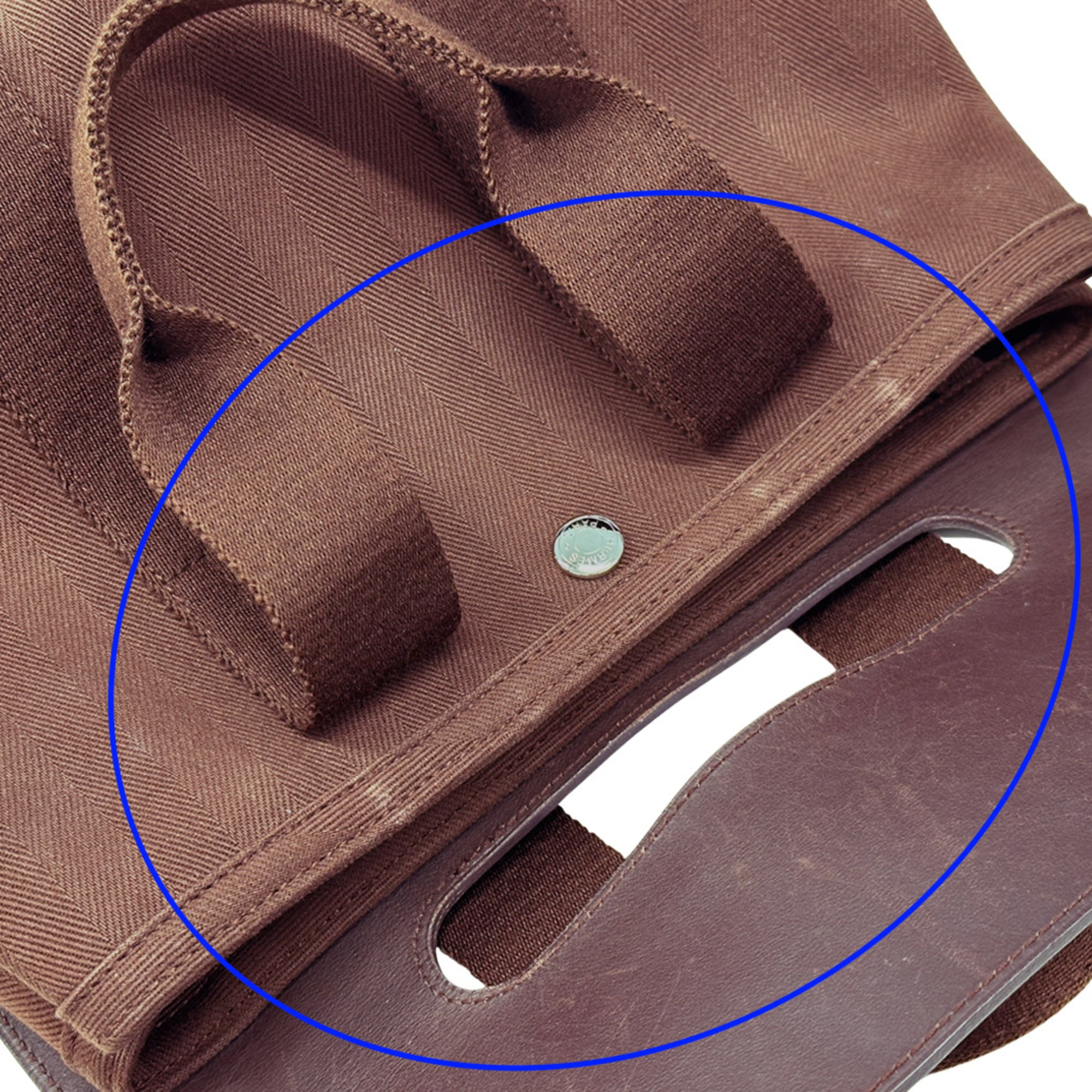 Hermes Brown White Canvas Handbag Pouch (Pre-Owned)