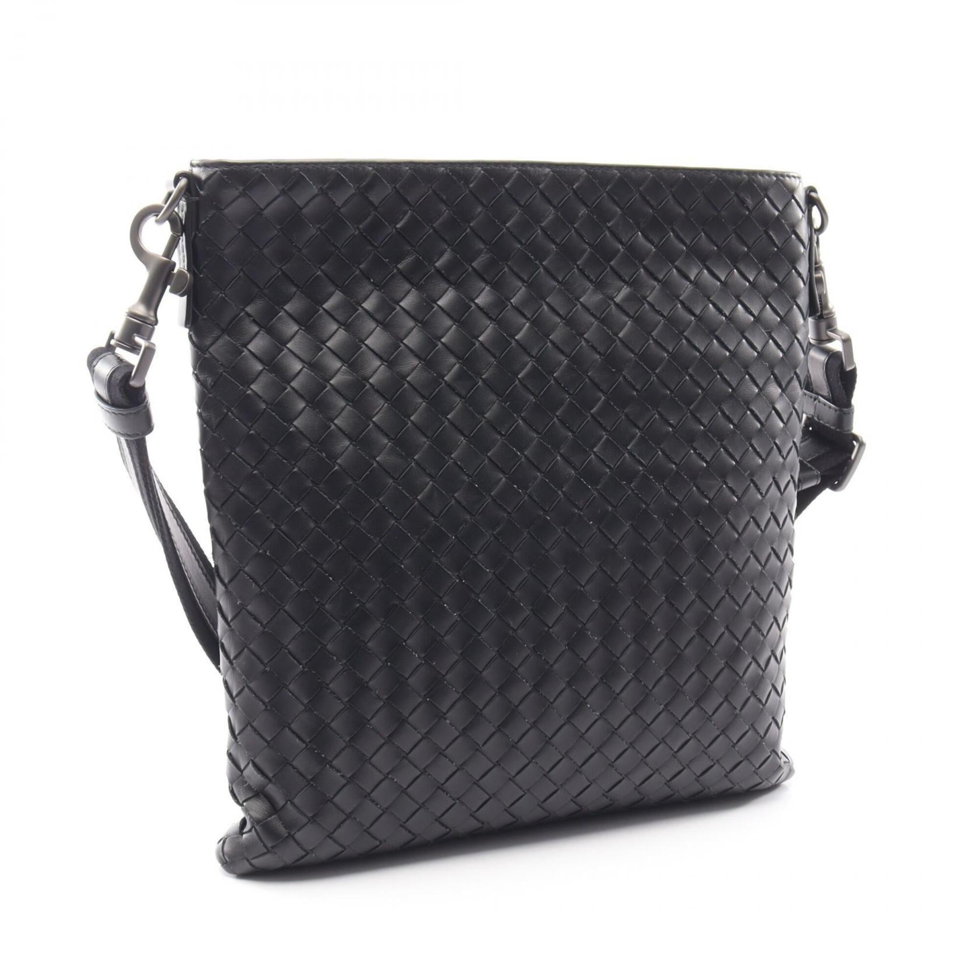 Bottega Veneta Black Leather Handbag Shoulder Bag (Pre-Owned)