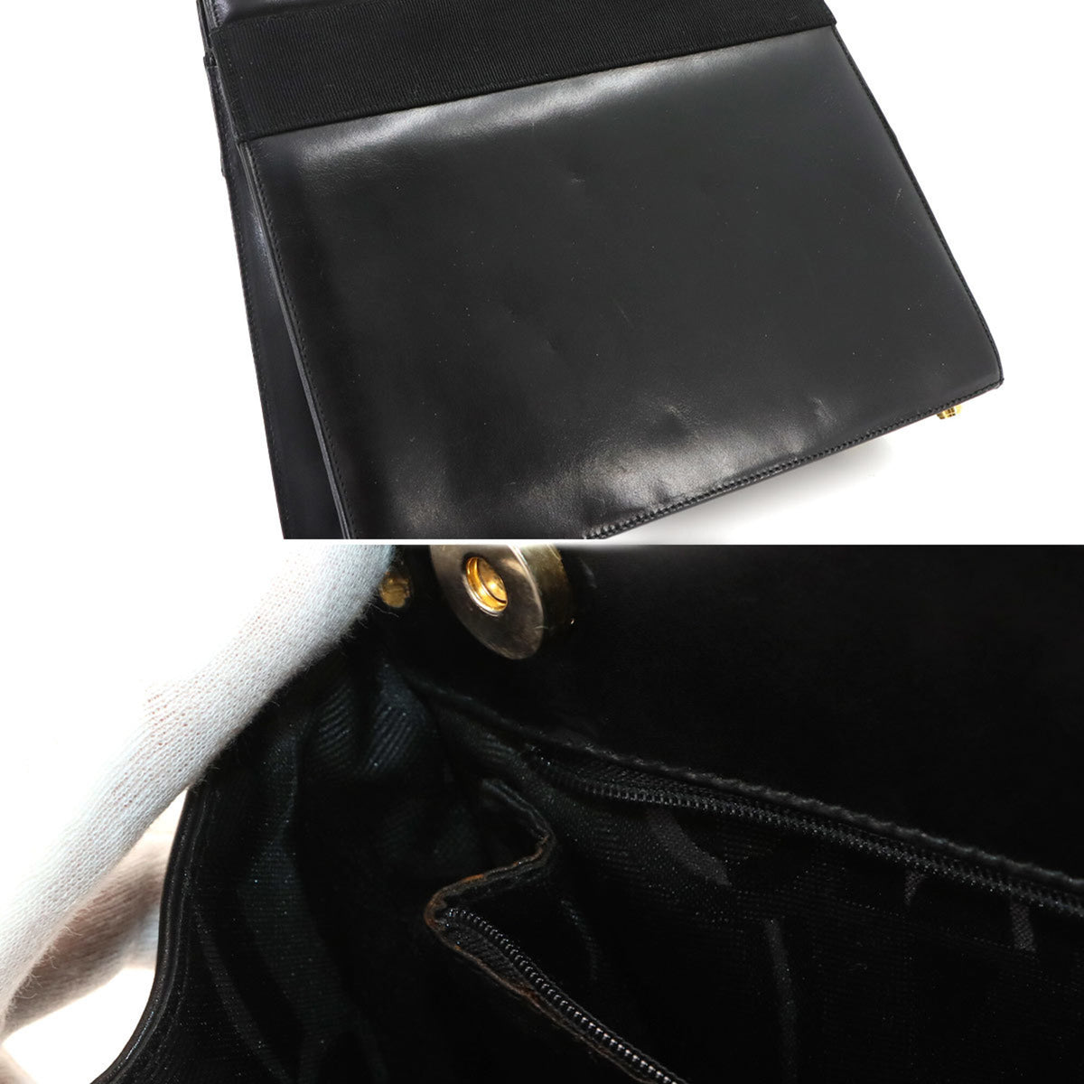 Salvatore Ferragamo Black Leather Handbag Shoulder Bag (Pre-Owned)