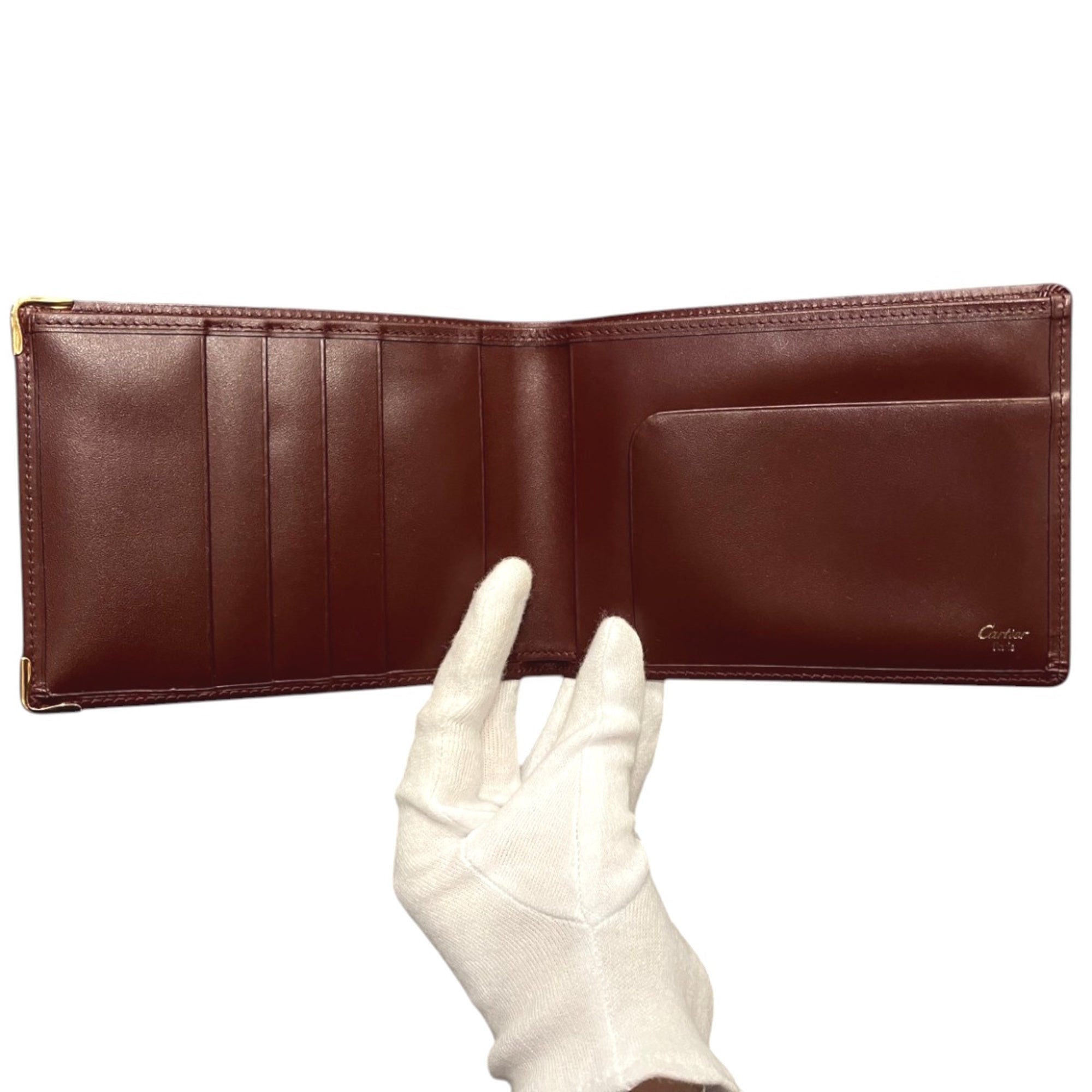 Cartier Bordeaux Leather Bill Wallet (Bi-Fold) (Pre-Owned)