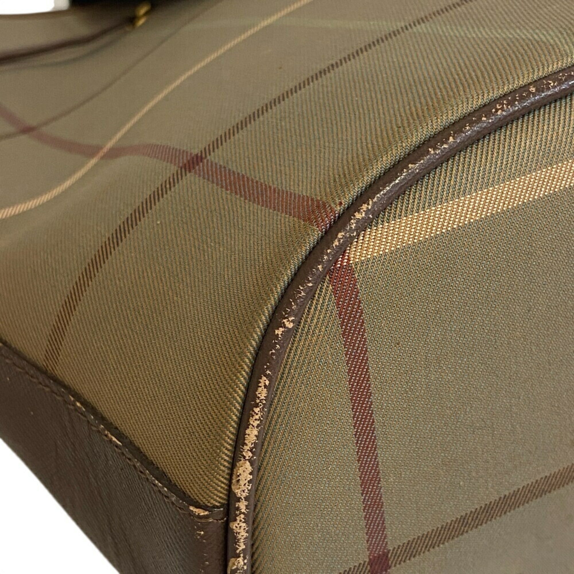 Burberry Burberrys Brown Green Khaki Canvas Shoulder Bag (Pre-Owned)
