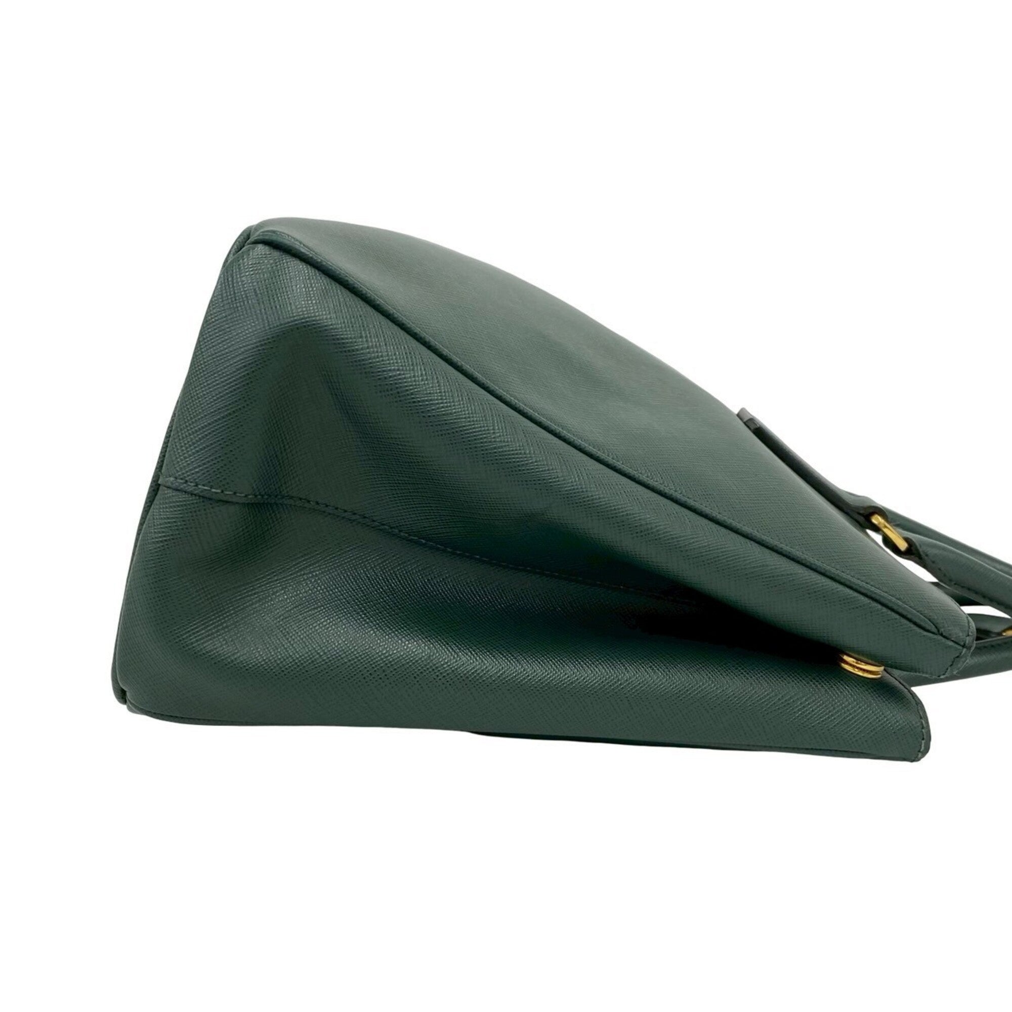 Prada Green Leather Handbag Shoulder Bag Tote Bag (Pre-Owned)