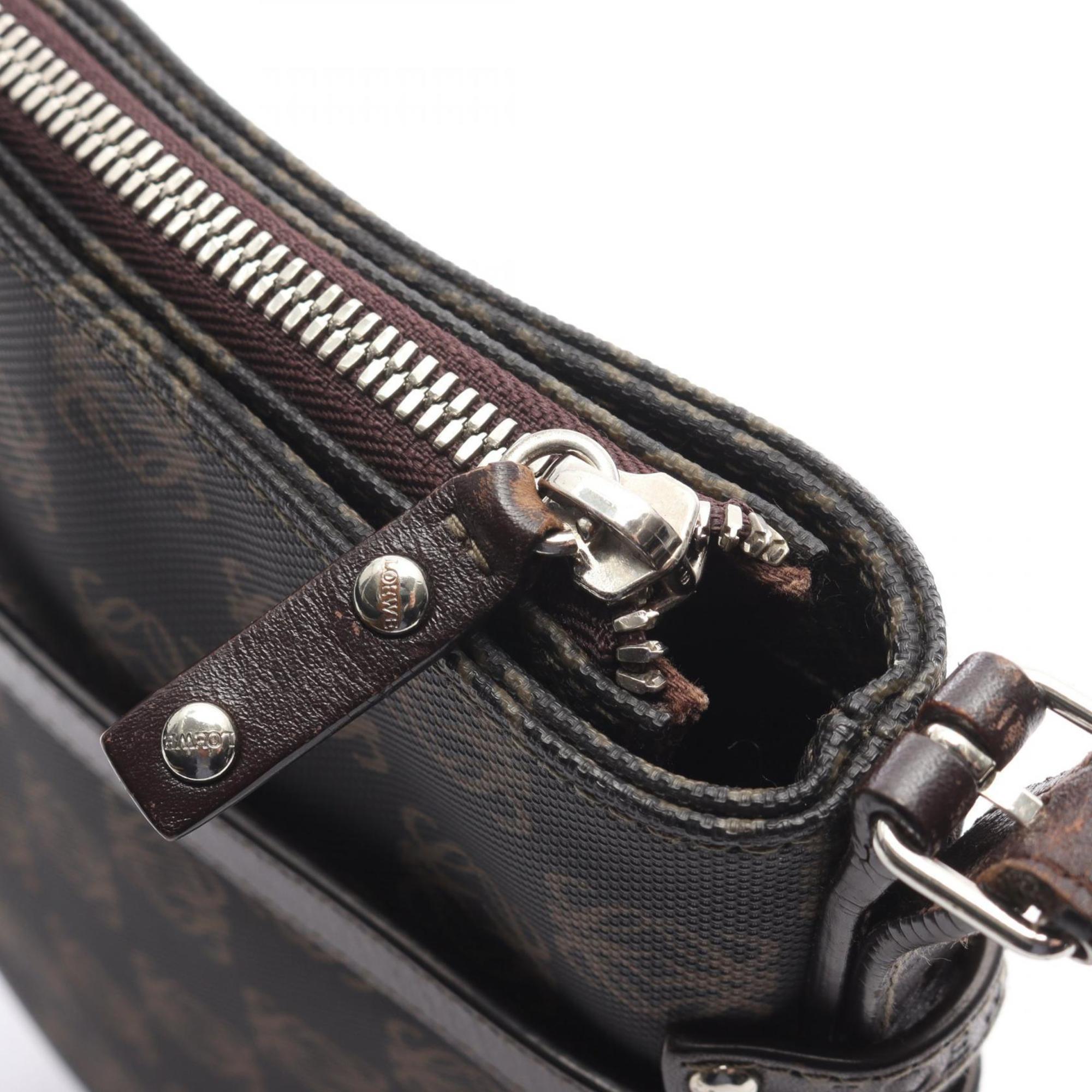 Loewe Brown Coated Canvas Leather Handbag Shoulder Bag (Pre-Owned)
