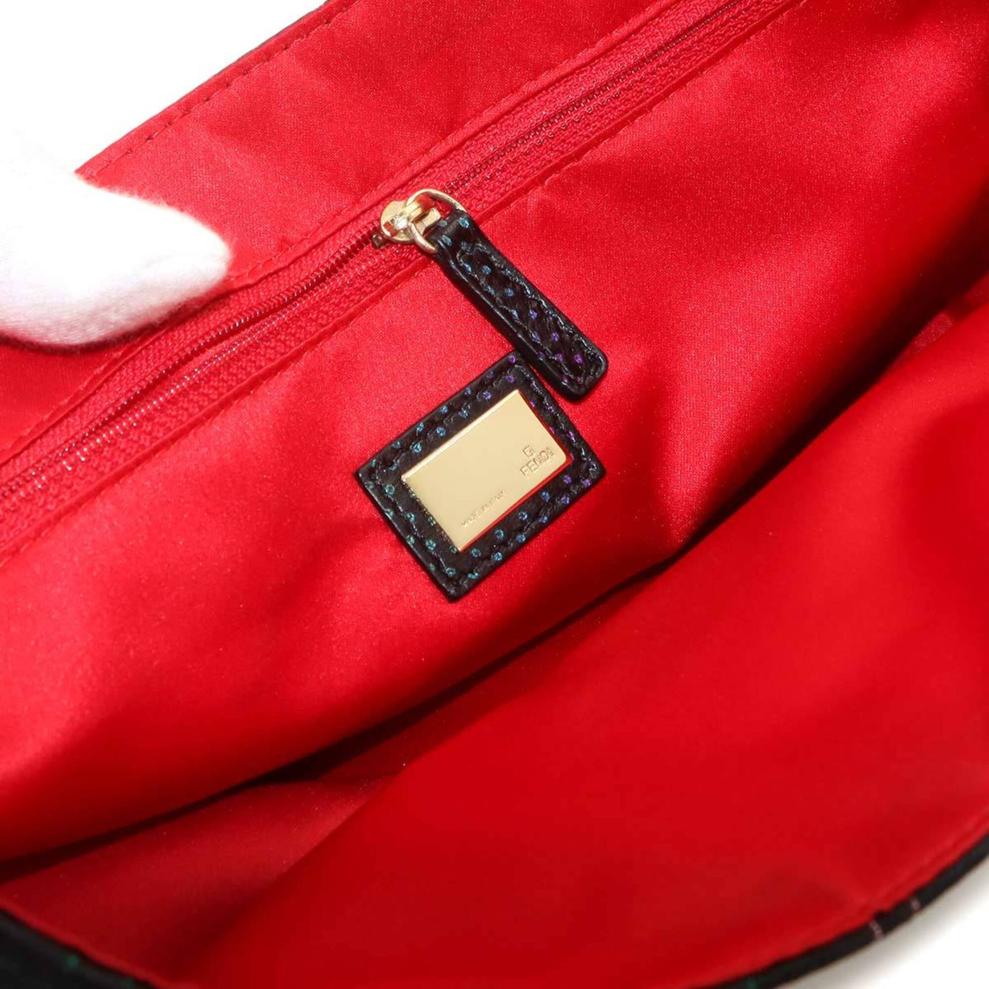 Fendi Zucchino Black Canvas Leather Handbag (Pre-Owned)