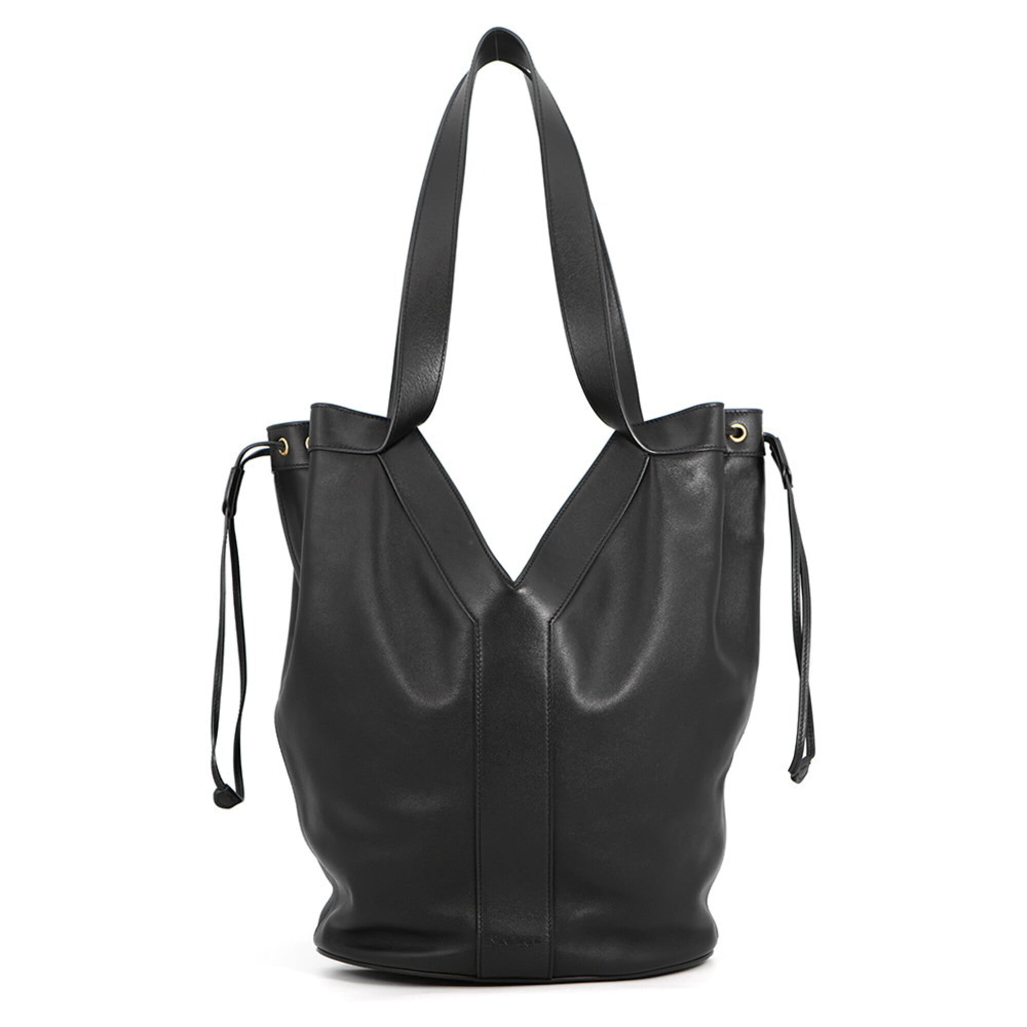 Yves Saint Laurent Black Leather Handbag Tote Bag (Pre-Owned)