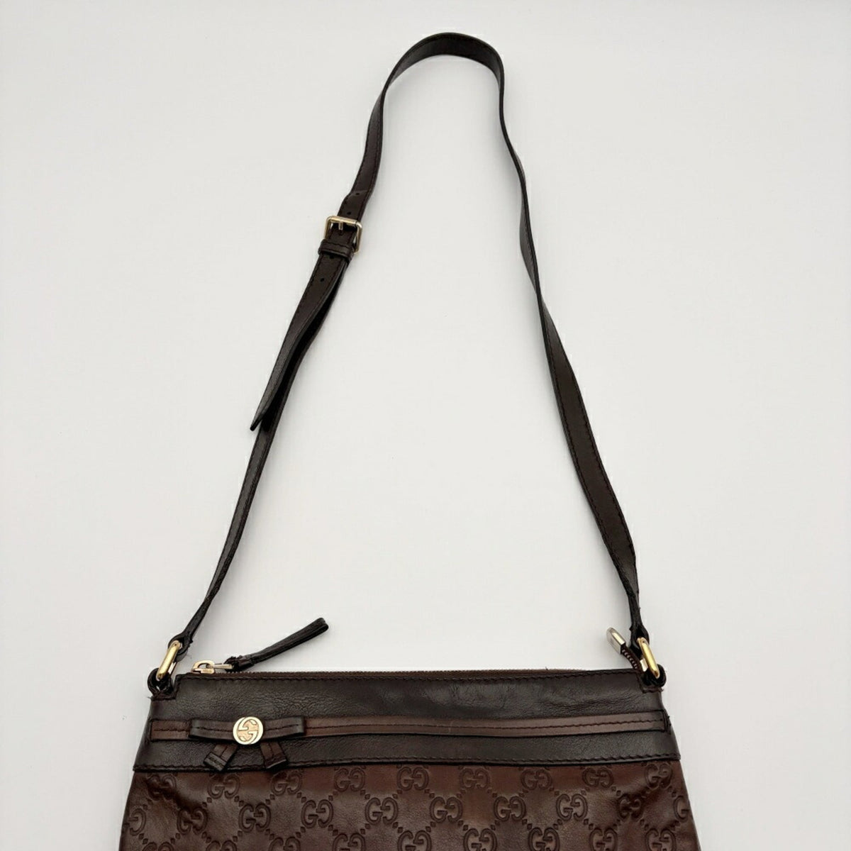 Gucci Dark Brown Leather Shoulder Bag (Pre-Owned)