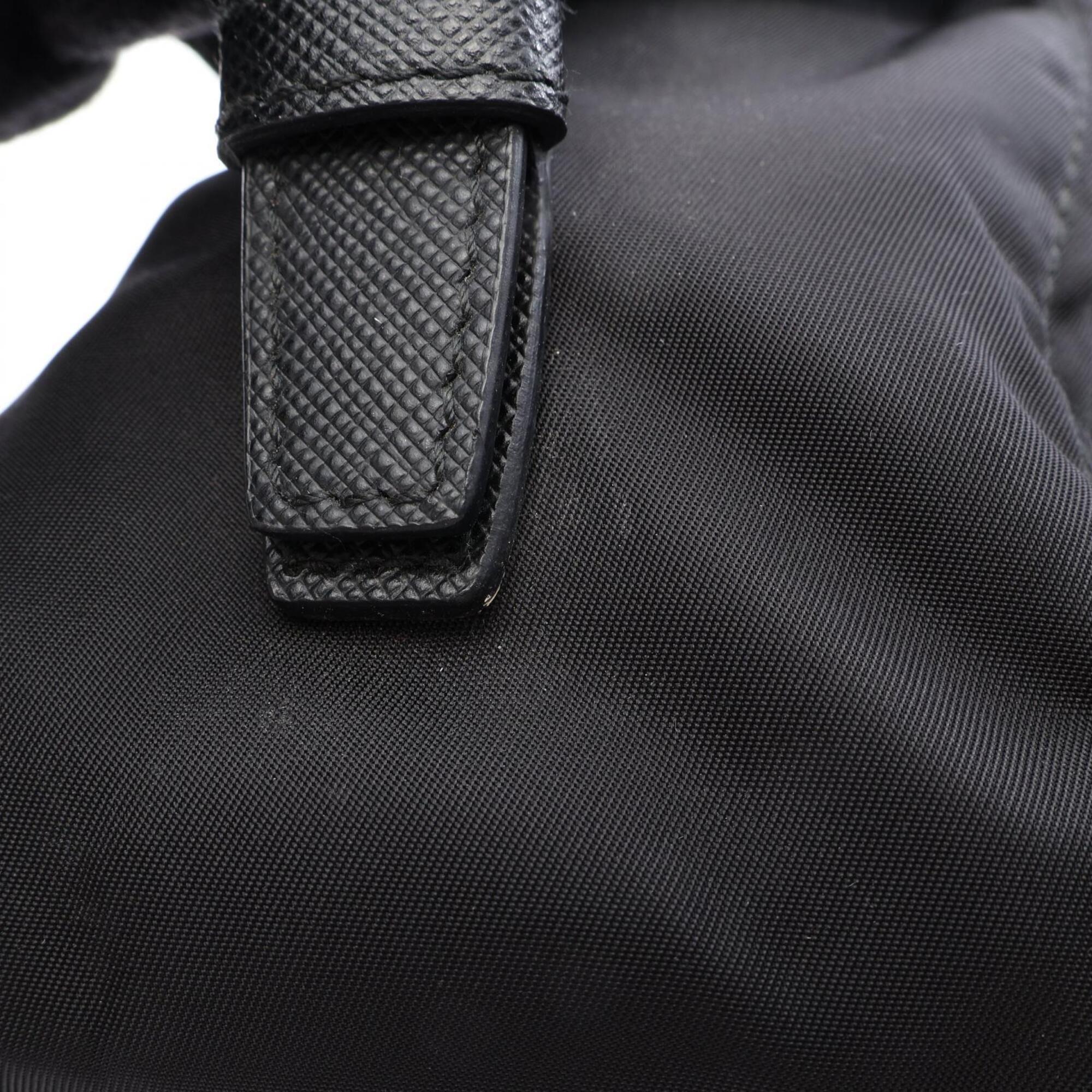 Prada Black Nylon Leather Backpack Handbag (Pre-Owned)