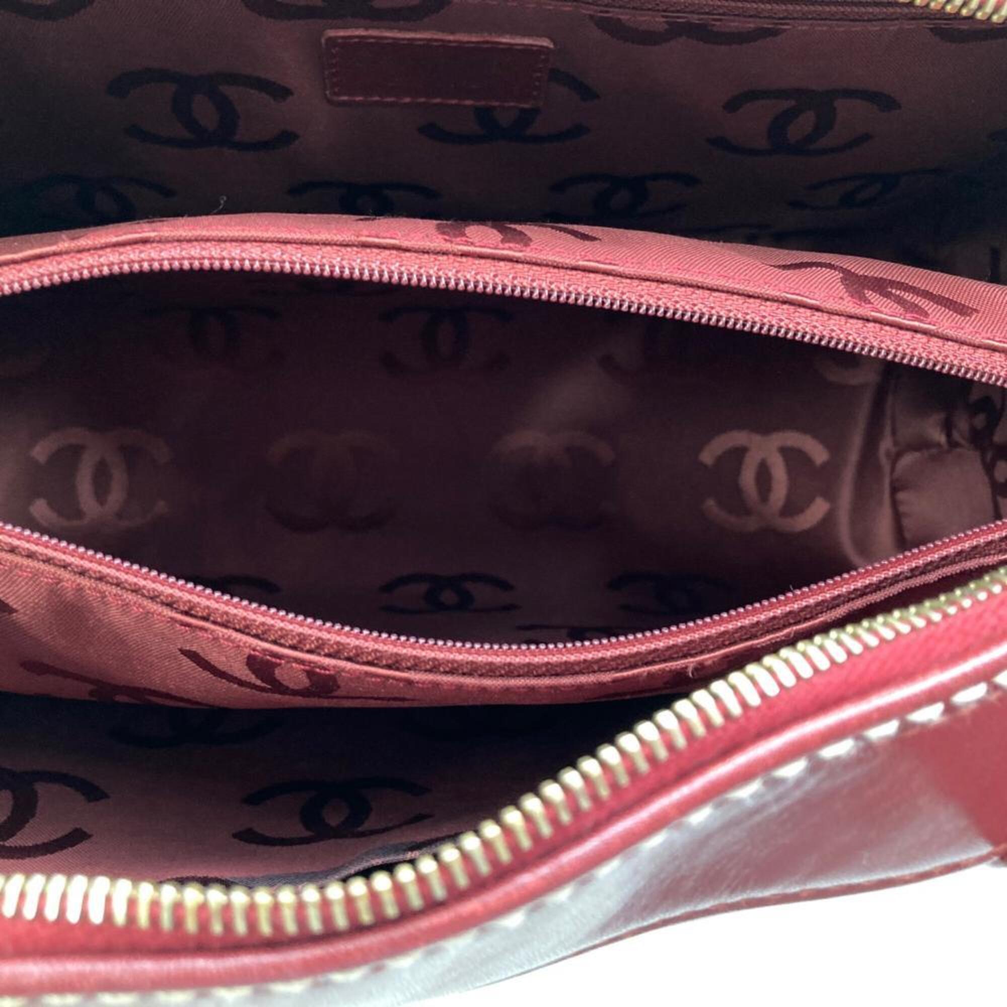 Chanel Bordeaux Red Color Wine Boston Bag Handbag (Pre-Owned)