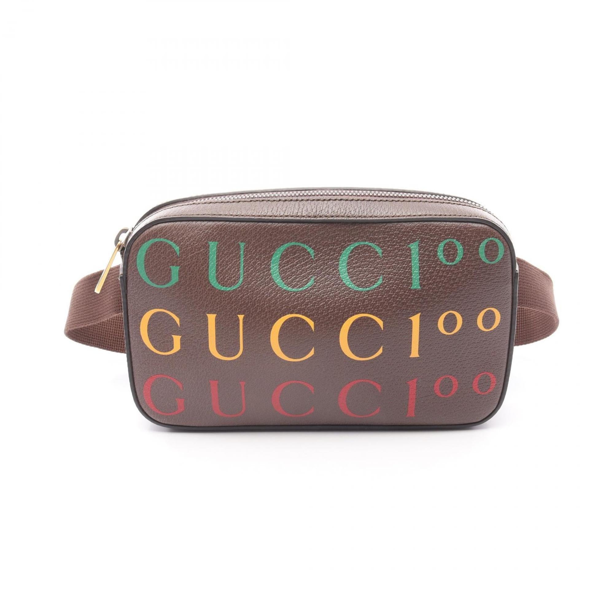 Gucci Brown Multi-Color Leather Fanny Pack (Pre-Owned)