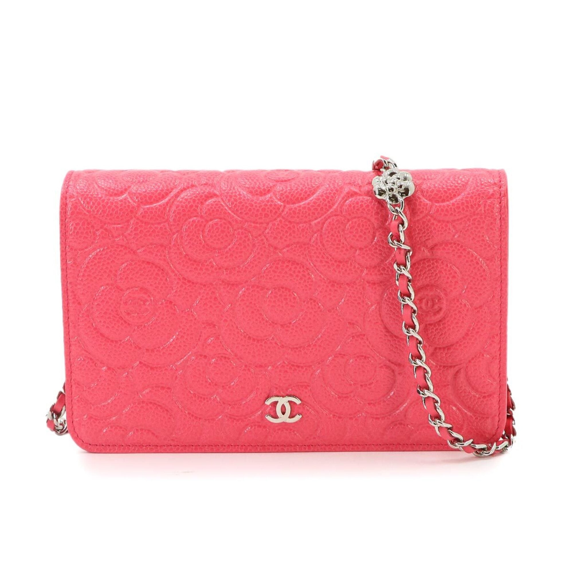 Chanel Pink Leather Chain/Shoulder Wallet (Pre-Owned)