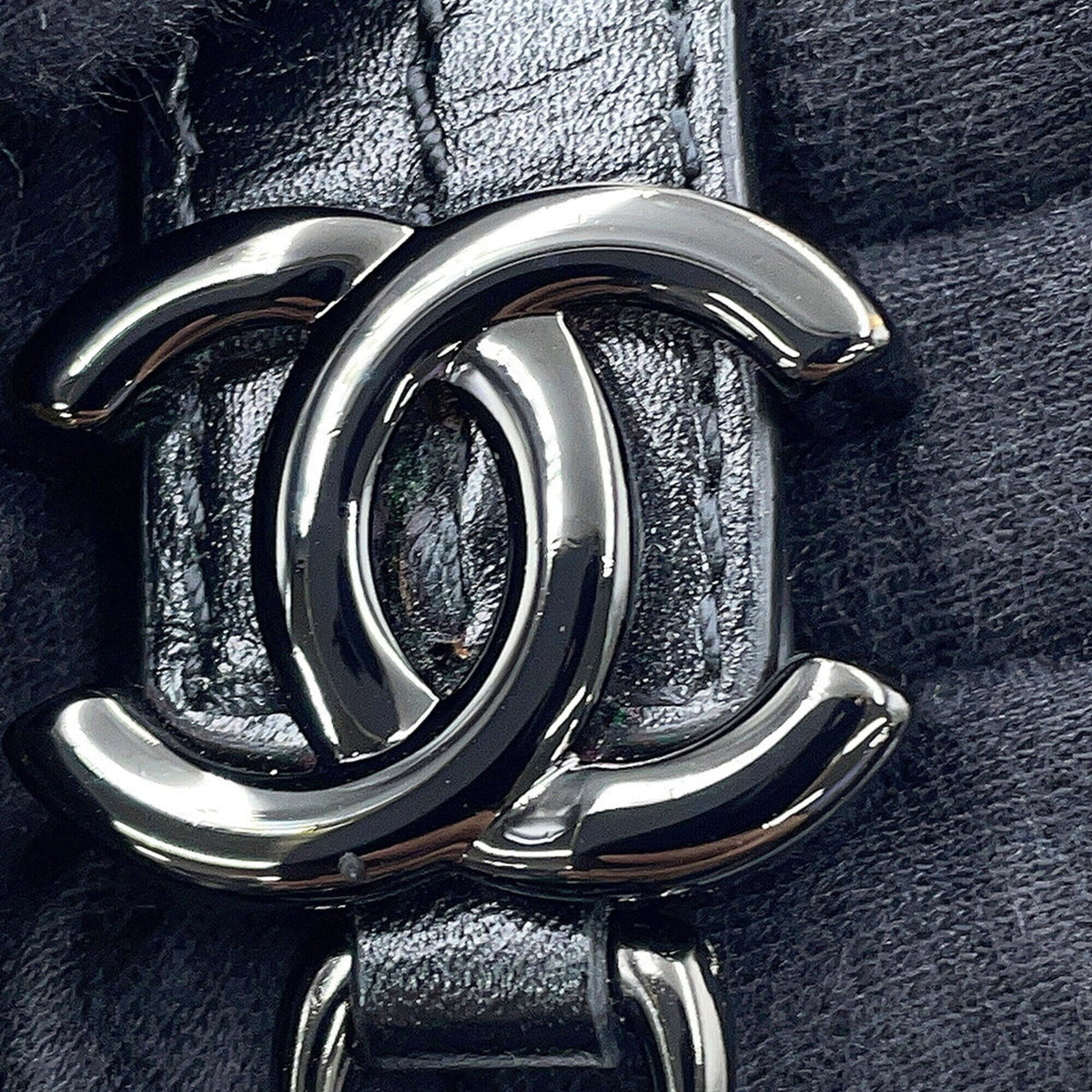 Chanel Gabriel Black Leather Handbag Shoulder Bag (Pre-Owned)