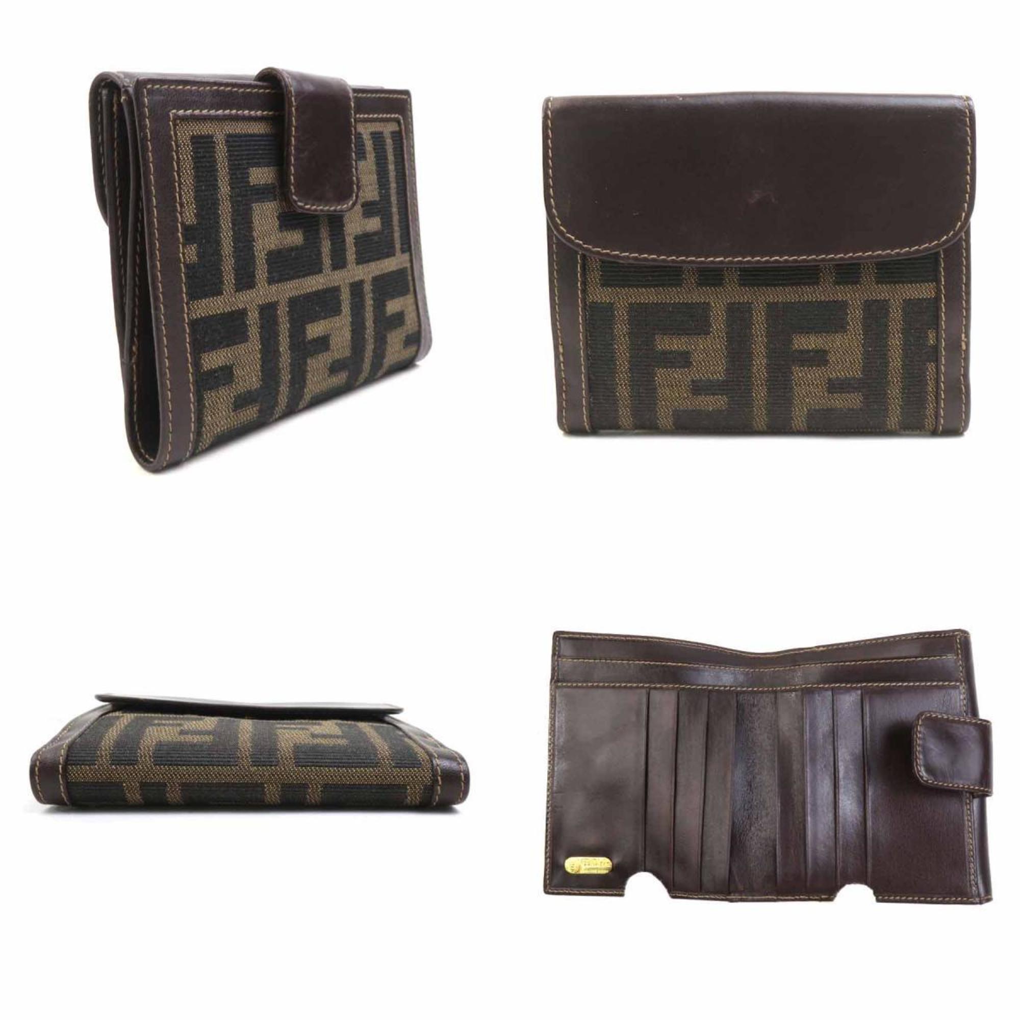 Fendi Brown Canvas Leather Wallet (Bi-Fold) (Pre-Owned)