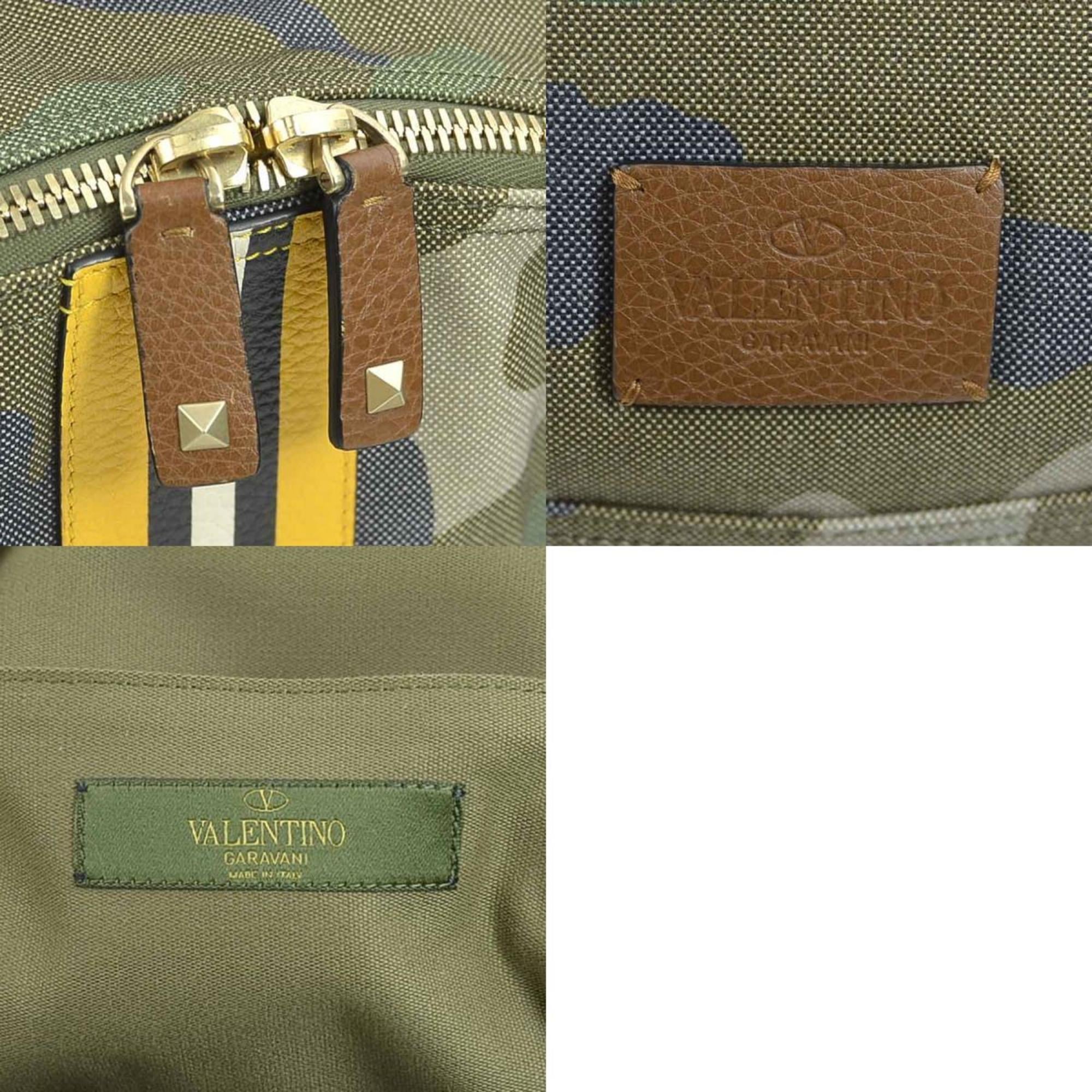 Valentino Garavani Khaki Canvas Leather Backpack (Pre-Owned)