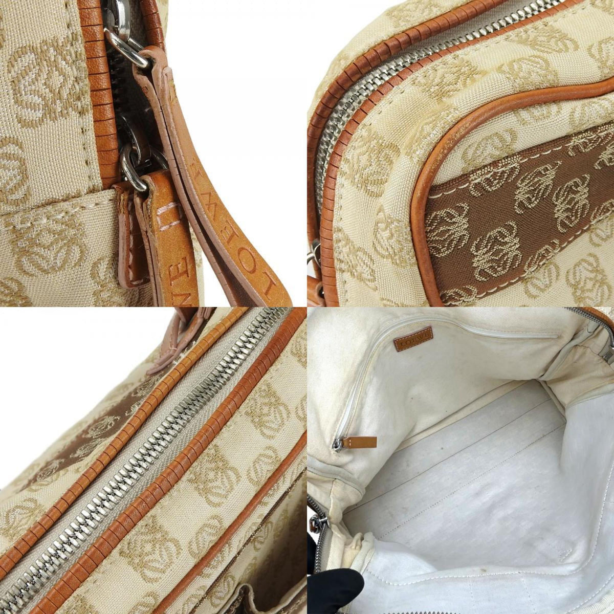 Loewe Beige Brown Canvas Leather Tote Bag (Pre-Owned)