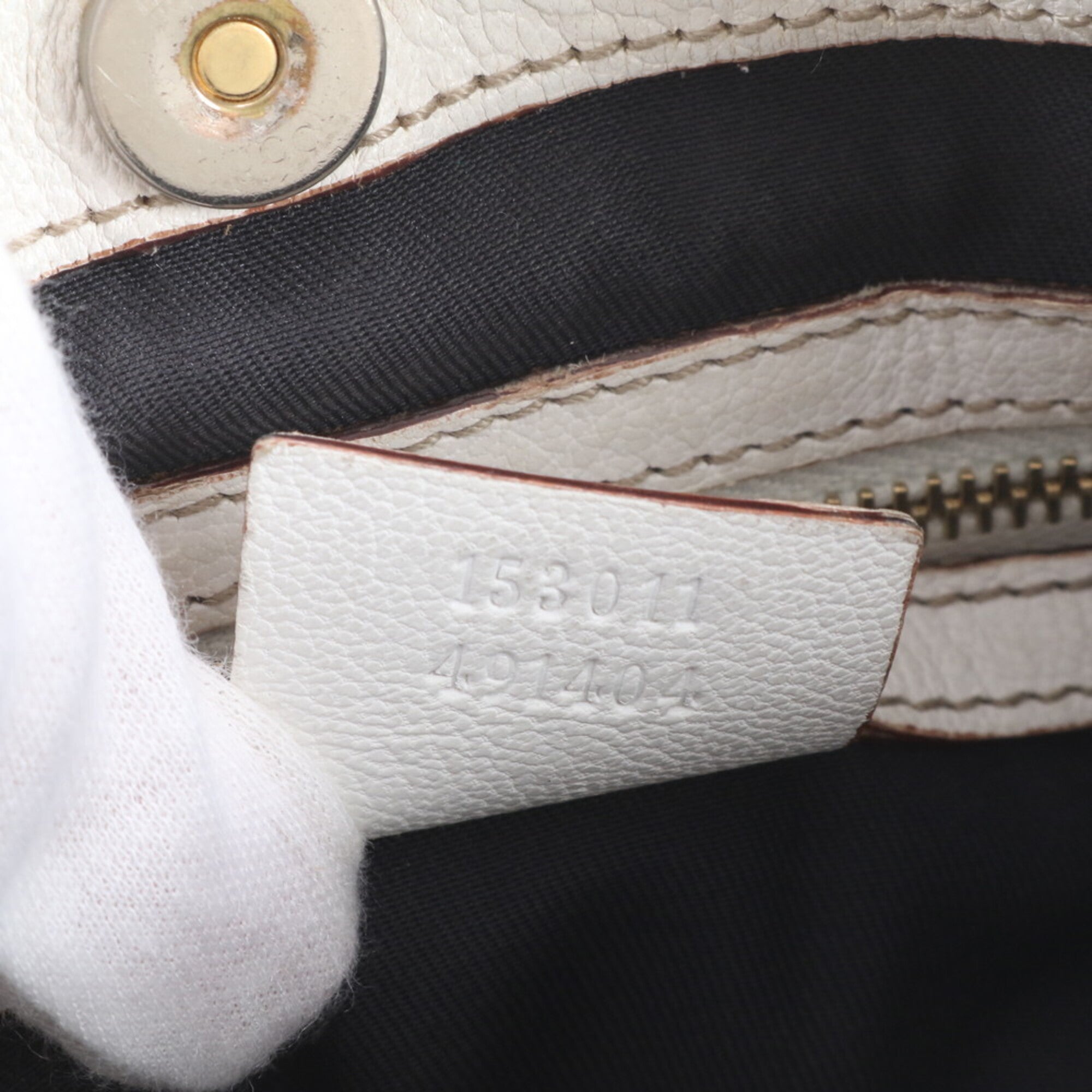 Gucci Sherry Line White Leather Shoulder Bag Tote Bag (Pre-Owned)