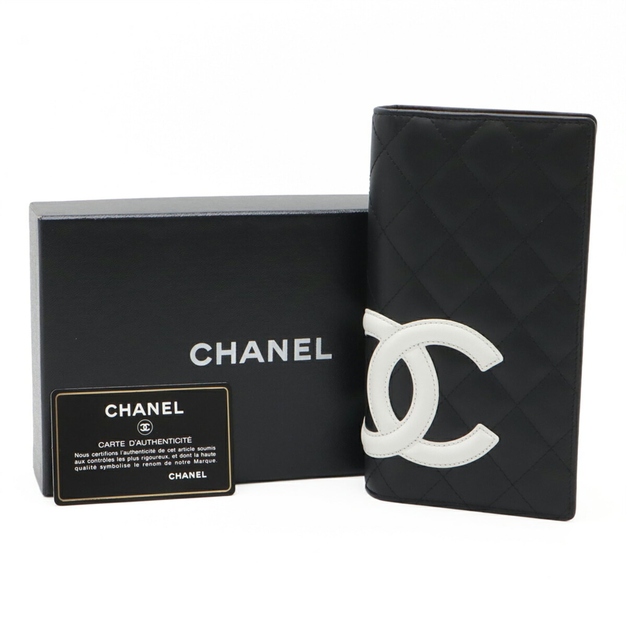 Chanel Black Pink White Leather Long Wallet (Bi-Fold) (Pre-Owned)