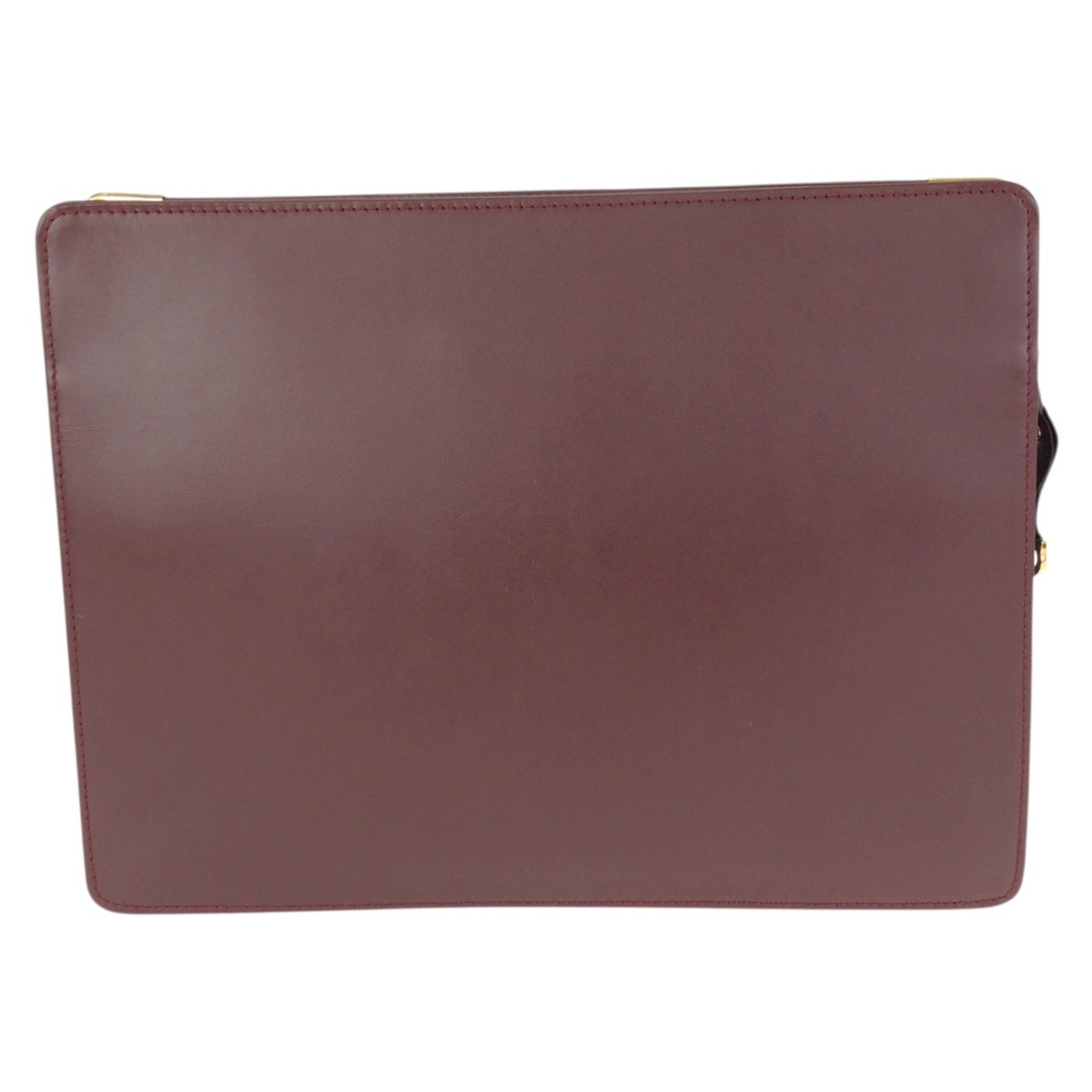 Cartier Bordeaux Wine Red Leather Clutch Bag (Pre-Owned)