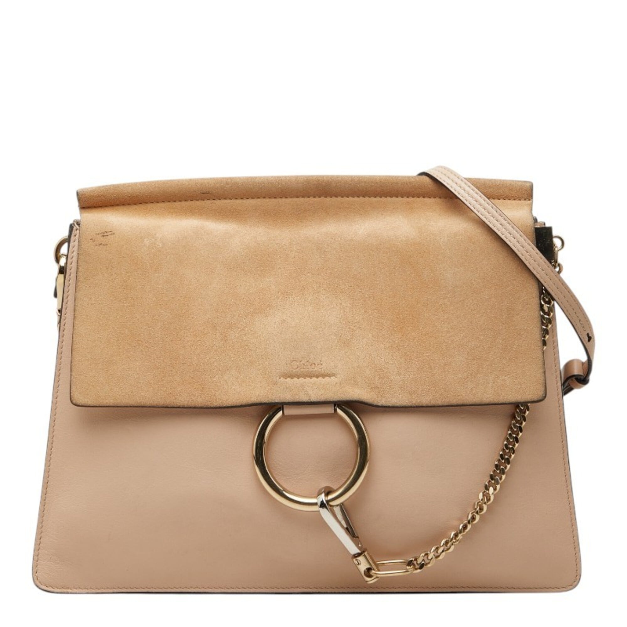 Chloé Beige Pink Leather Suede Shoulder Bag (Pre-Owned)