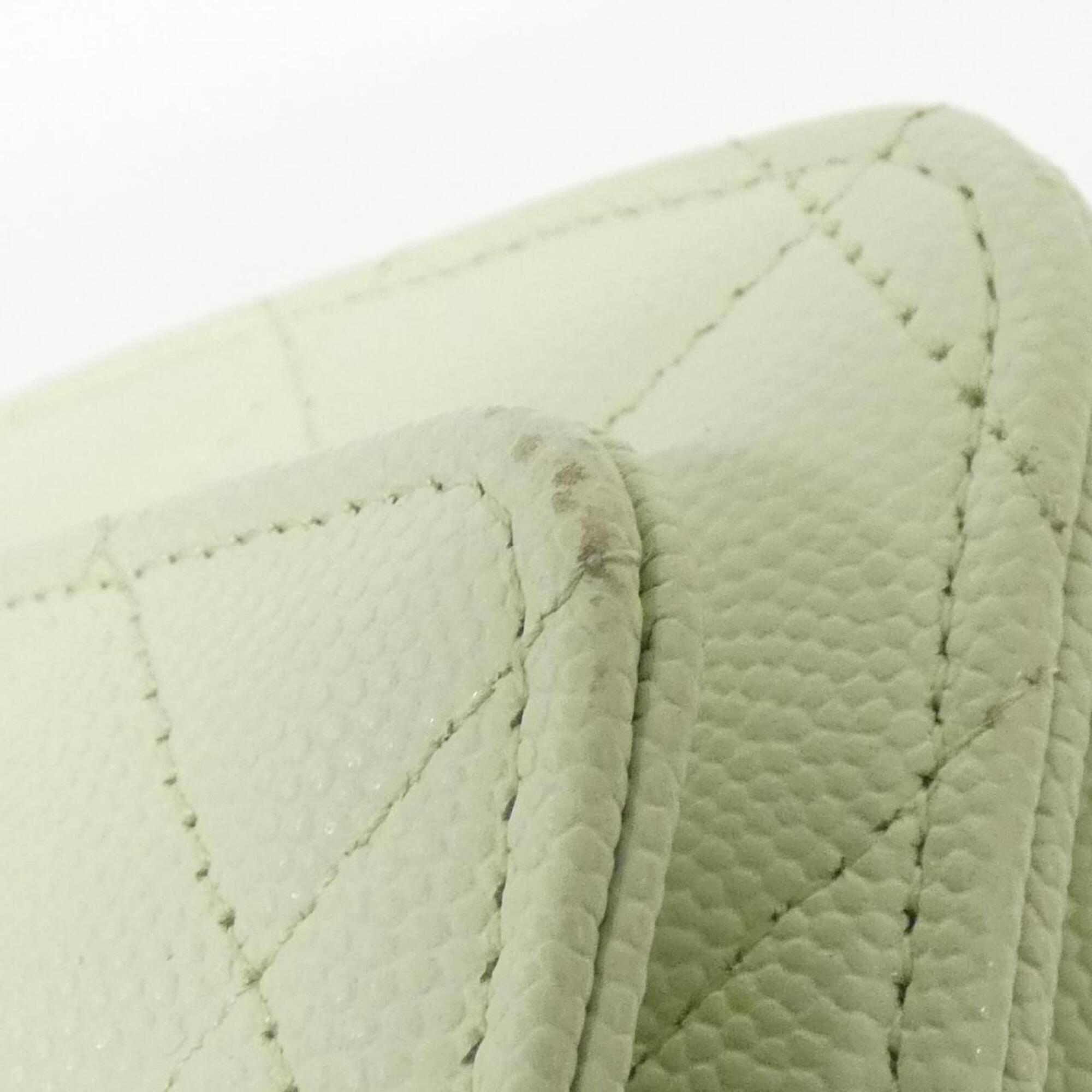 Chanel Light Green Grained Calfskin Chain/Shoulder Wallet (Pre-Owned)