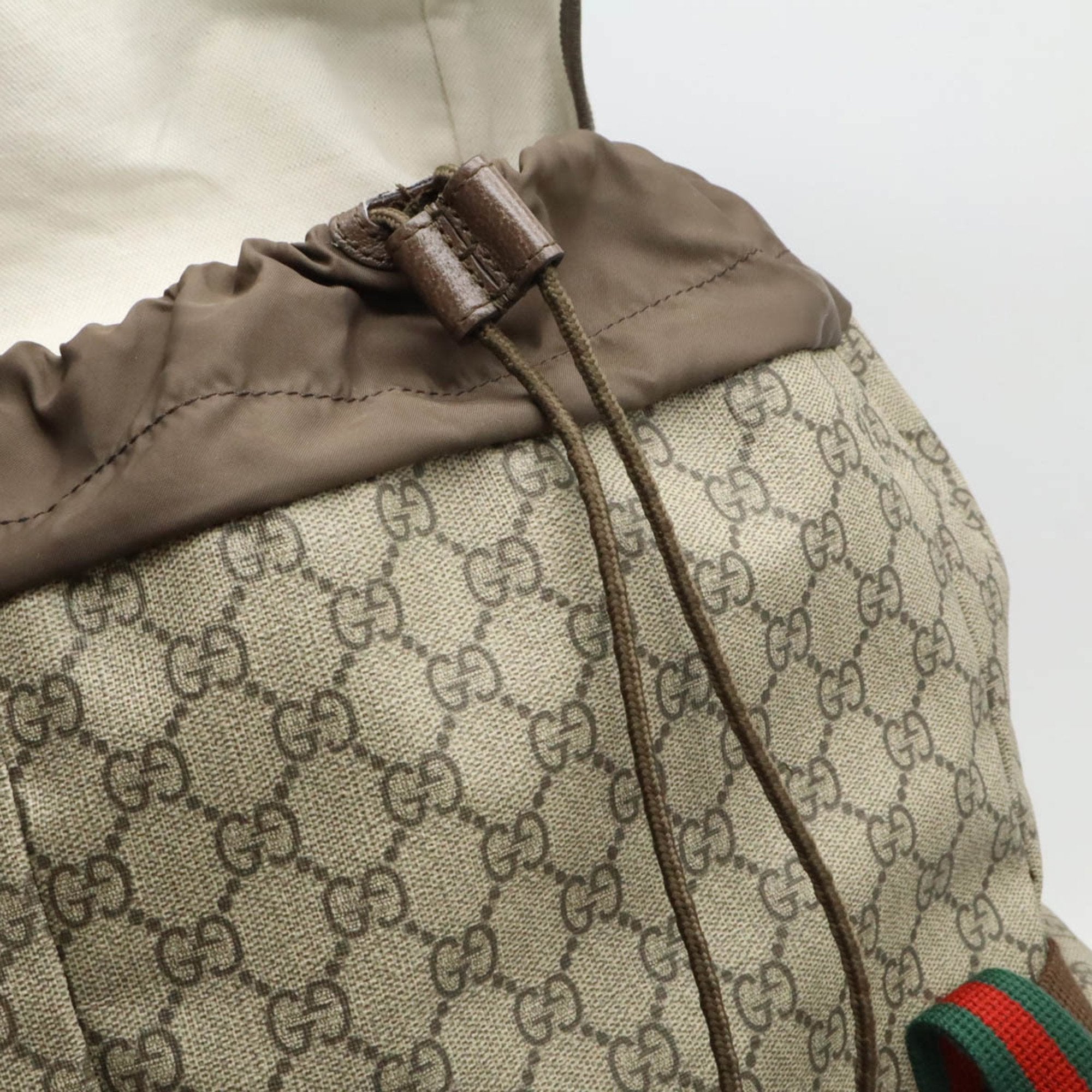Gucci Beige Brown Green Red Color Pvc Leather Backpack (Pre-Owned)