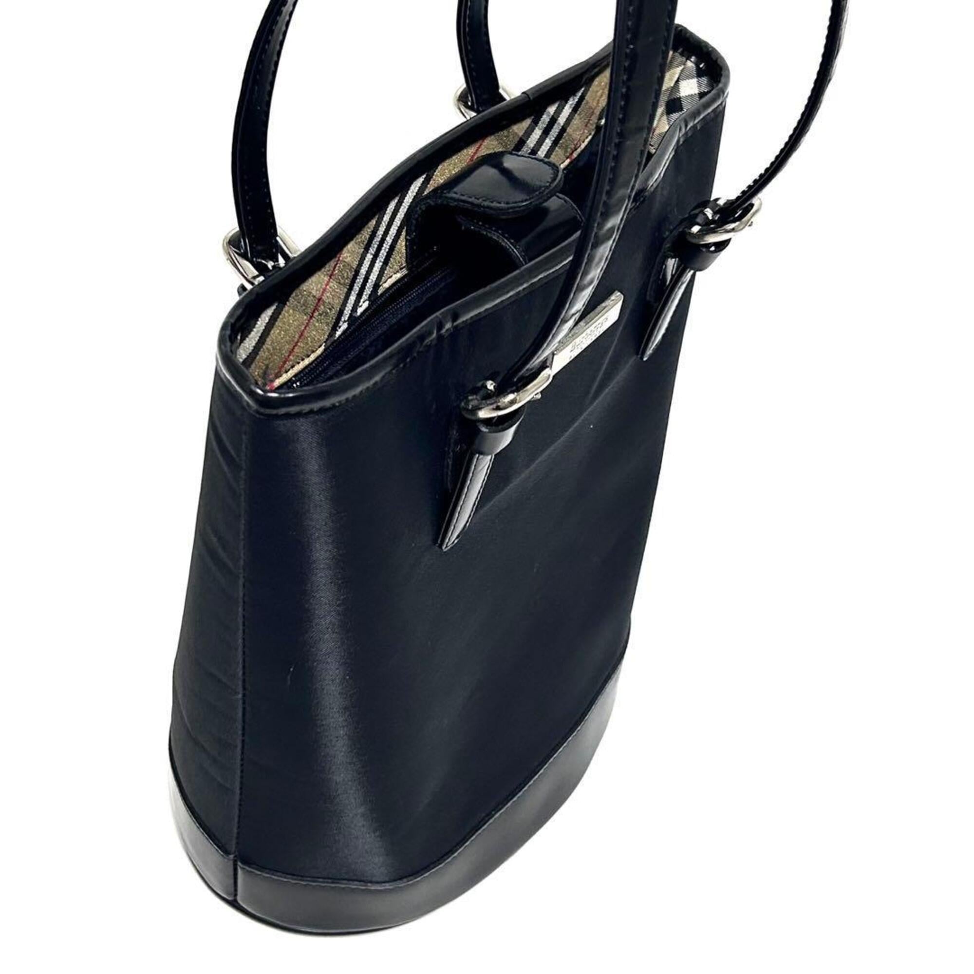 Blue Label Black Nylon Leather Shoulder Bag Tote Bag (Pre-Owned)