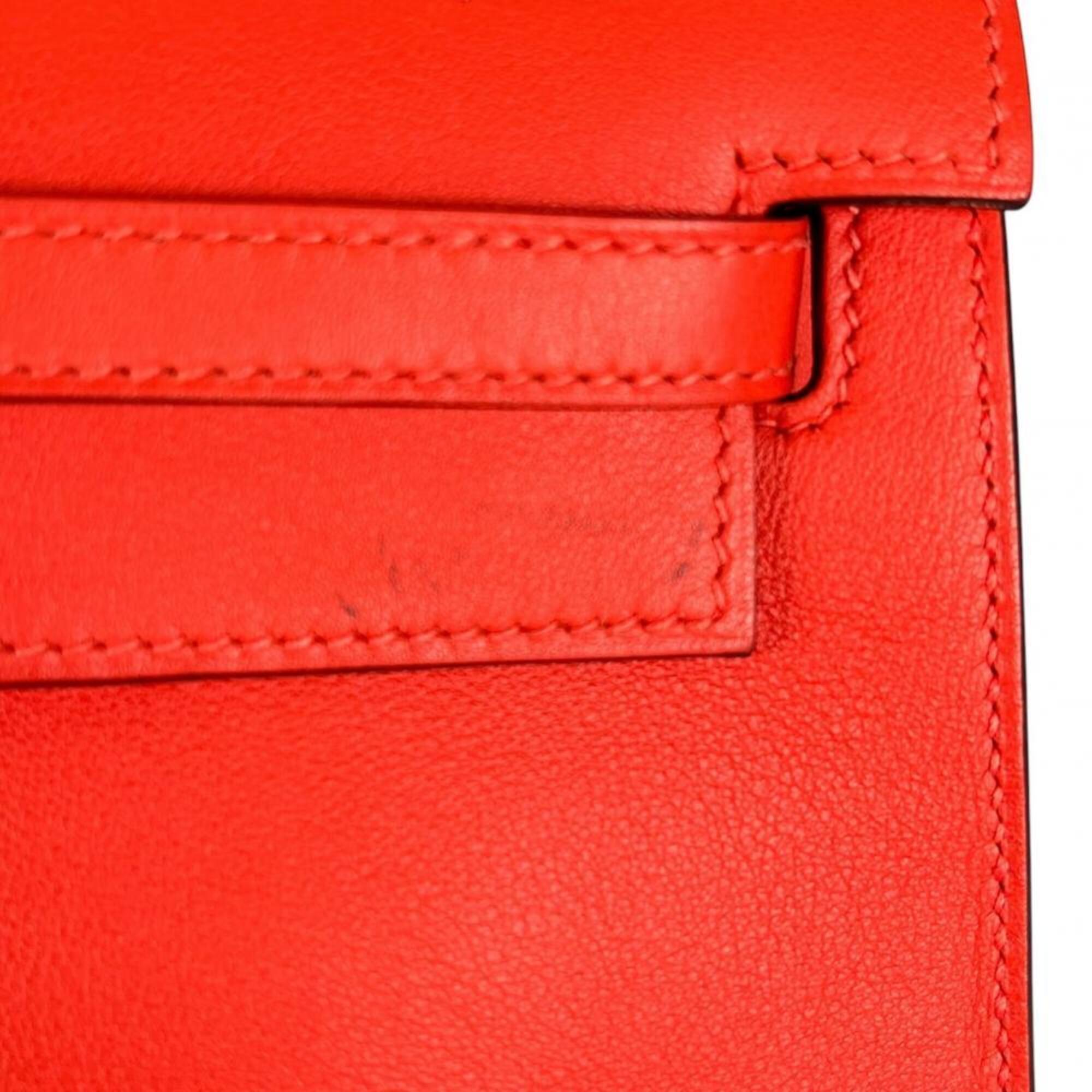 Hermes Red Color Swift Leather Clutch Bag Handbag (Pre-Owned)
