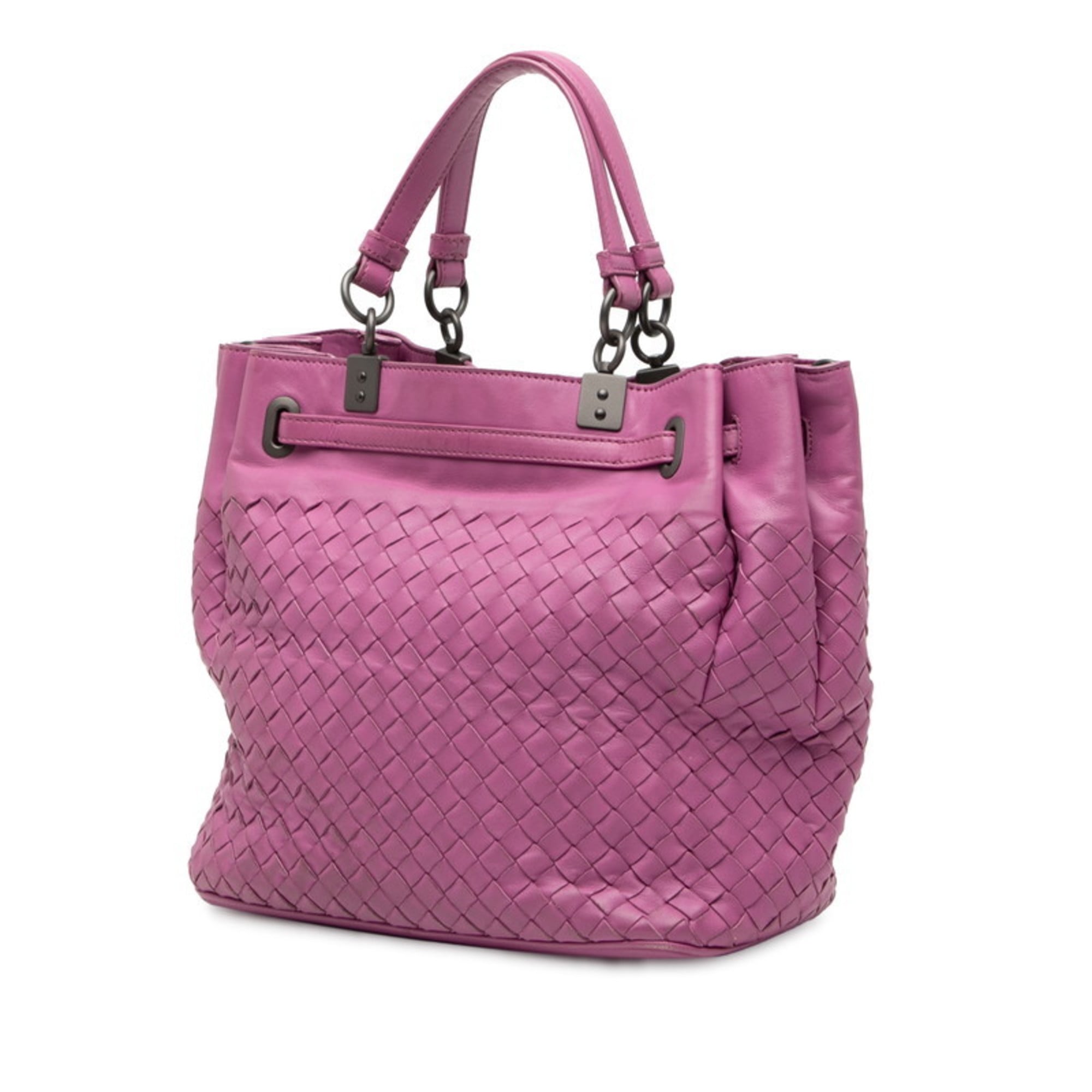 Bottega Veneta Purple Leather Handbag Shoulder Bag (Pre-Owned)