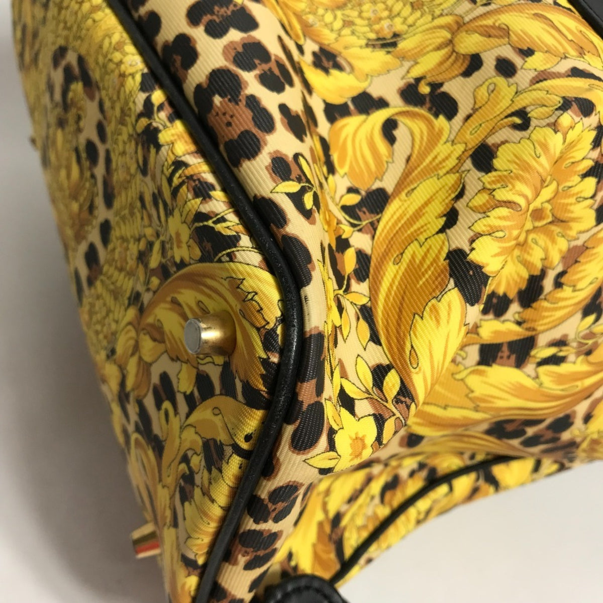 Versace Black Yellow Pvc Leather Backpack (Pre-Owned)