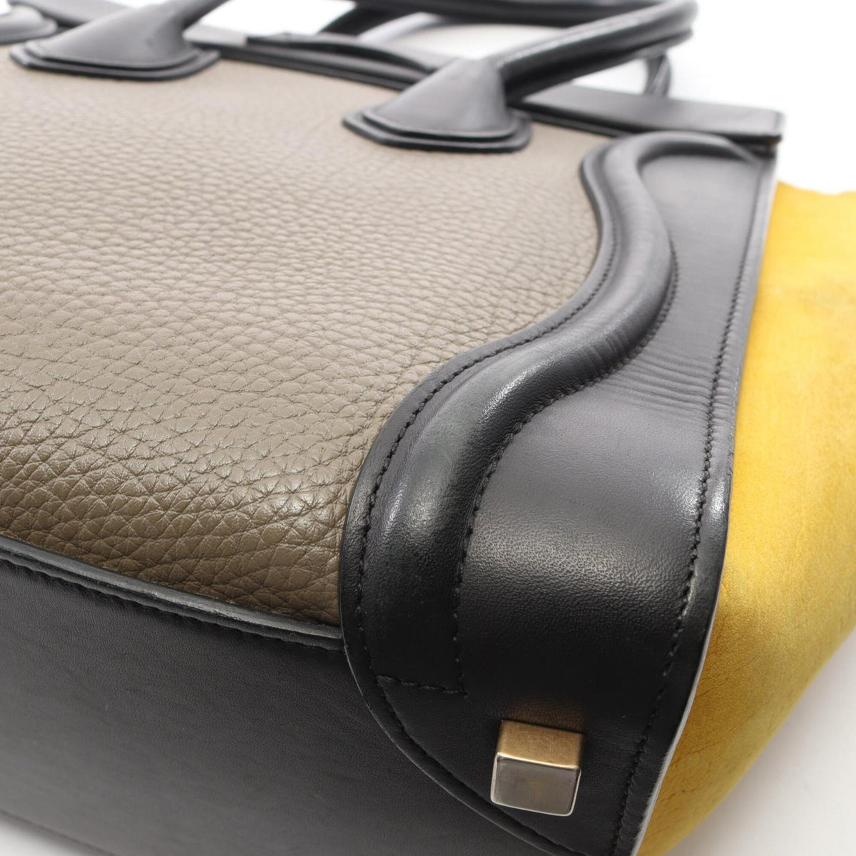 Celine Black Gray Yellow Leather Suede Handbag Tote Bag (Pre-Owned)