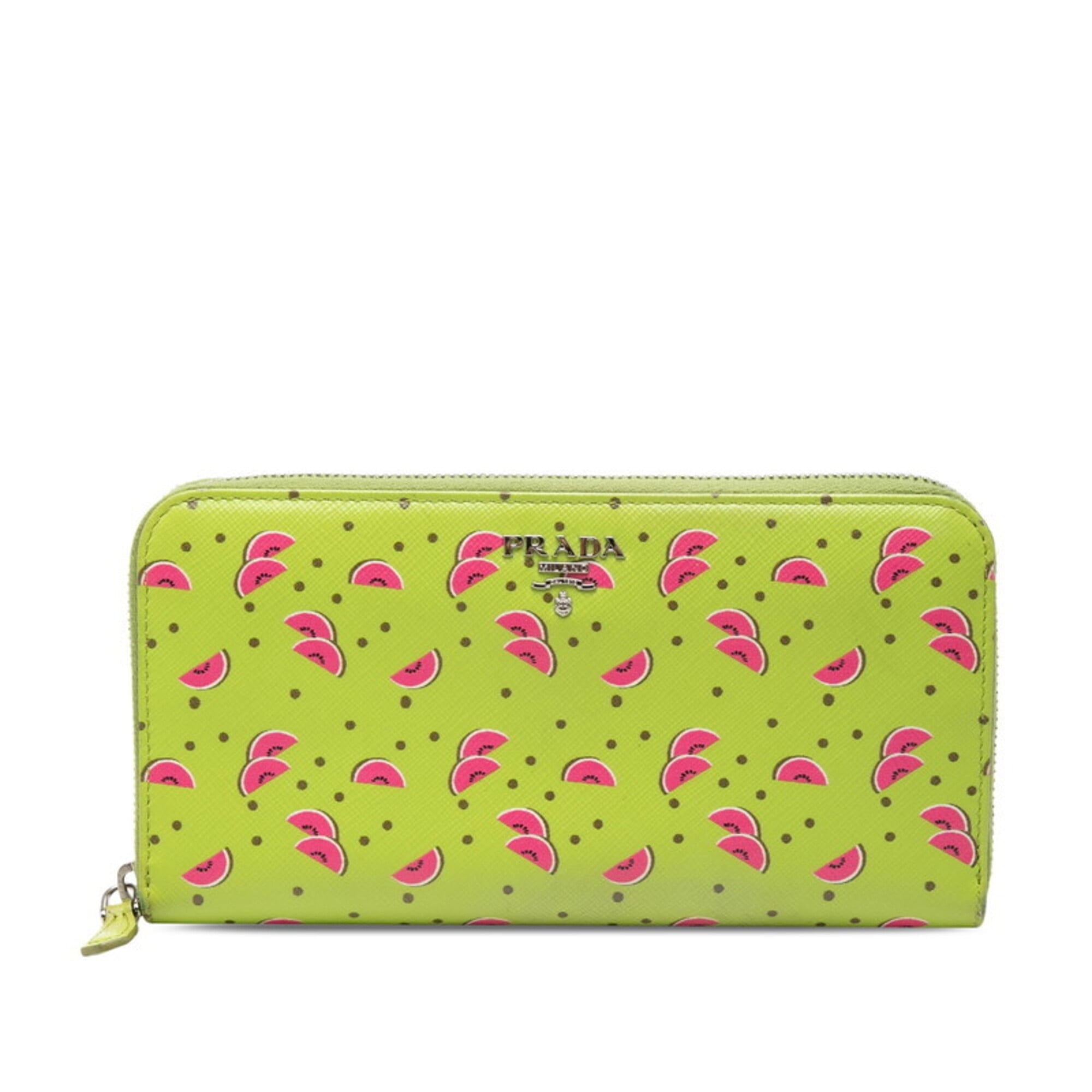 Prada Green Leather Long Wallet (Bi-Fold) (Pre-Owned)