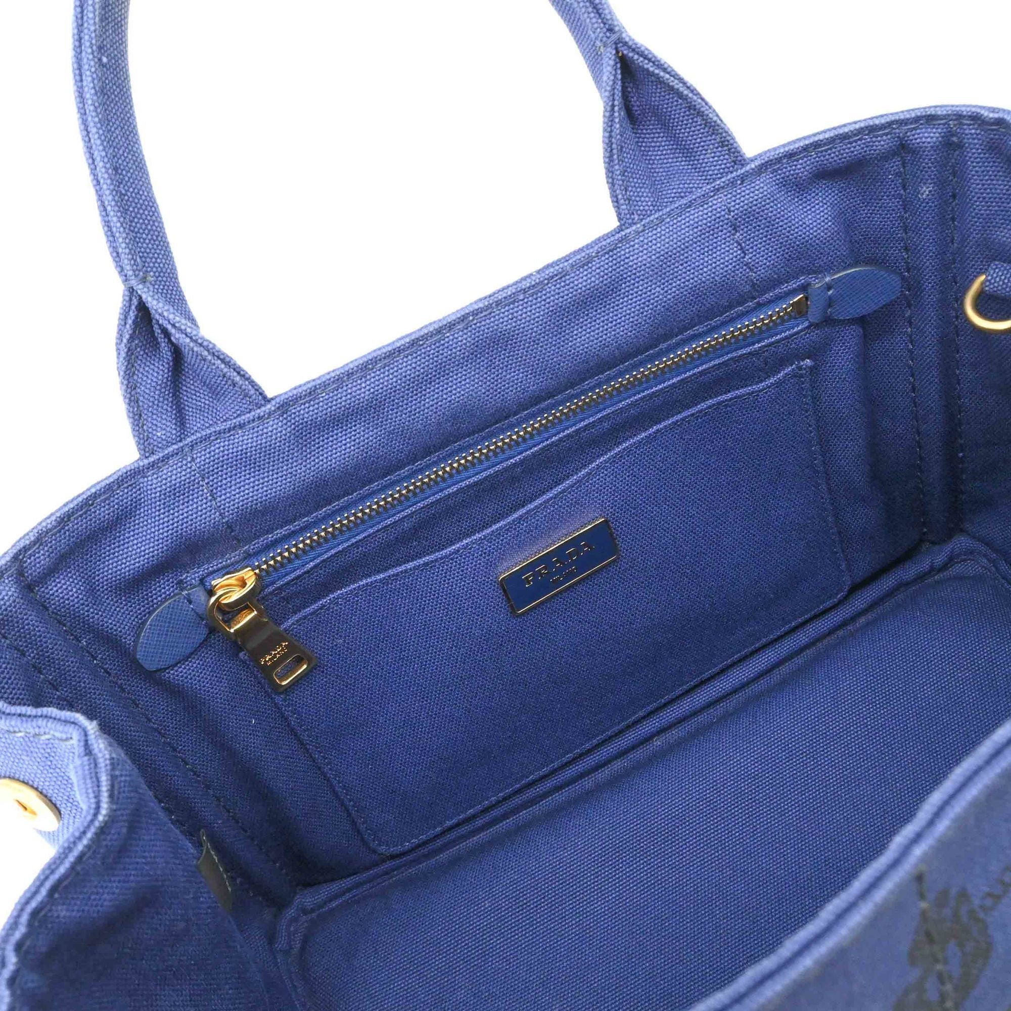 Prada Canapa Blue Canapa Handbag Tote Bag (Pre-Owned)