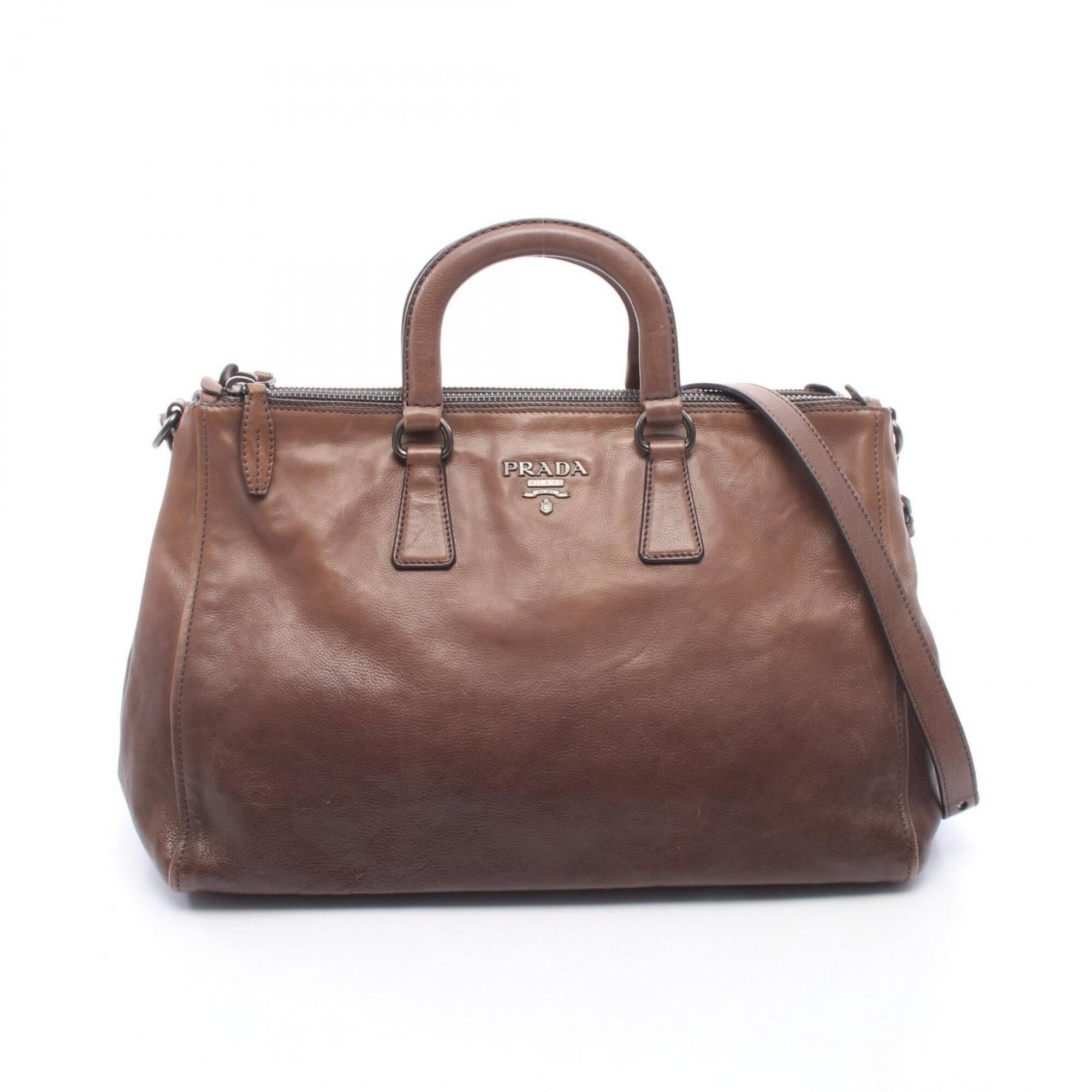 Prada Brown Leather Handbag Tote Bag (Pre-Owned)