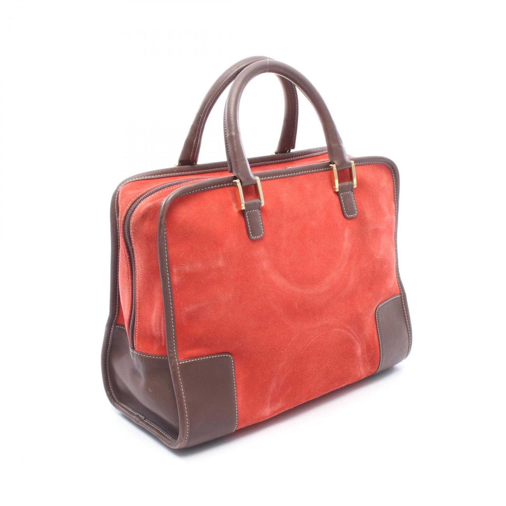 Loewe Brown Red Color Suede Leather Handbag (Pre-Owned)