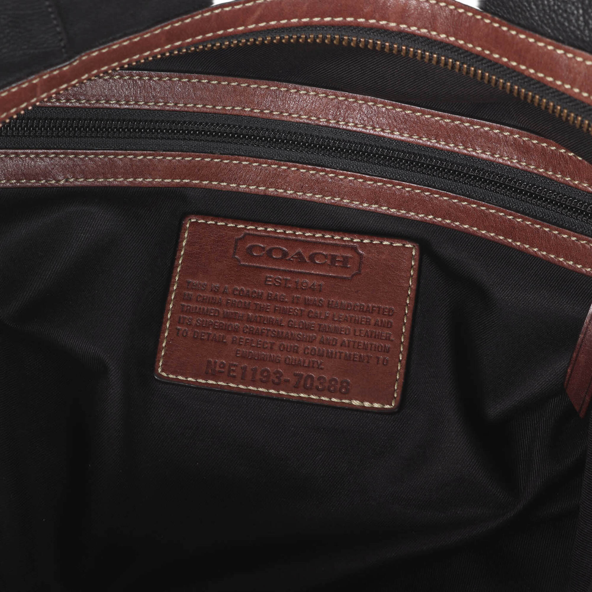 Coach Black Brown Leather Tote Bag (Pre-Owned)