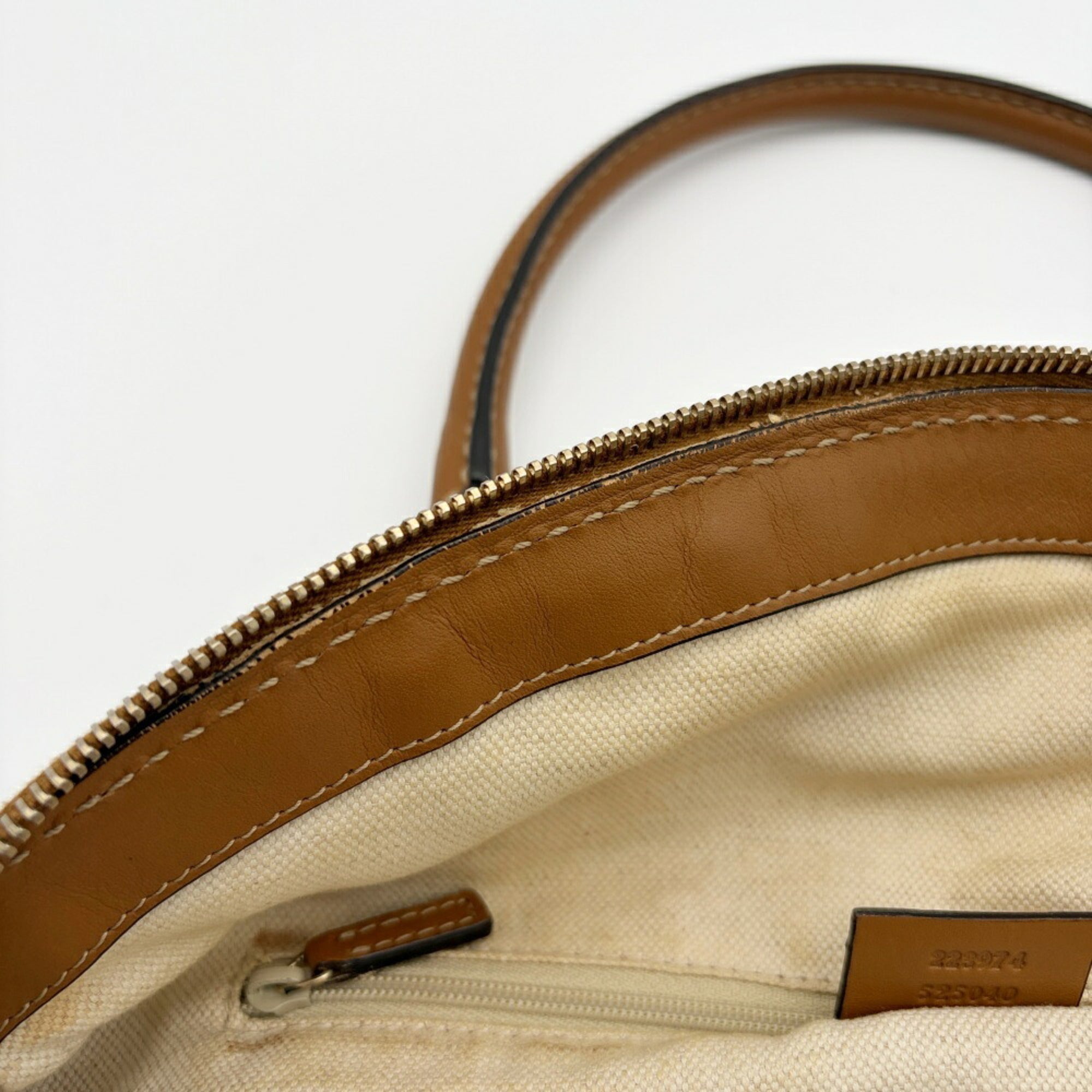 Gucci Brown Canvas Leather Shoulder Bag (Pre-Owned)