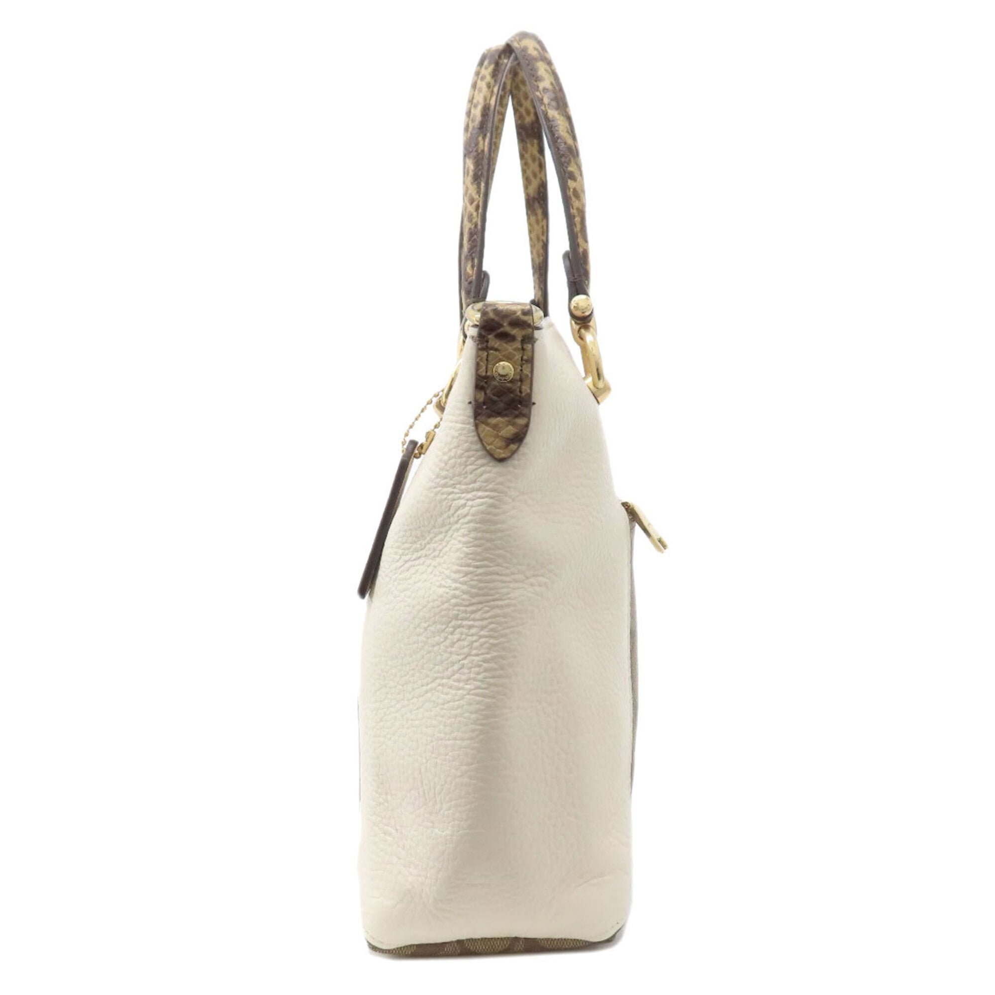 Coach Brown White Pvc Leather Handbag (Pre-Owned)