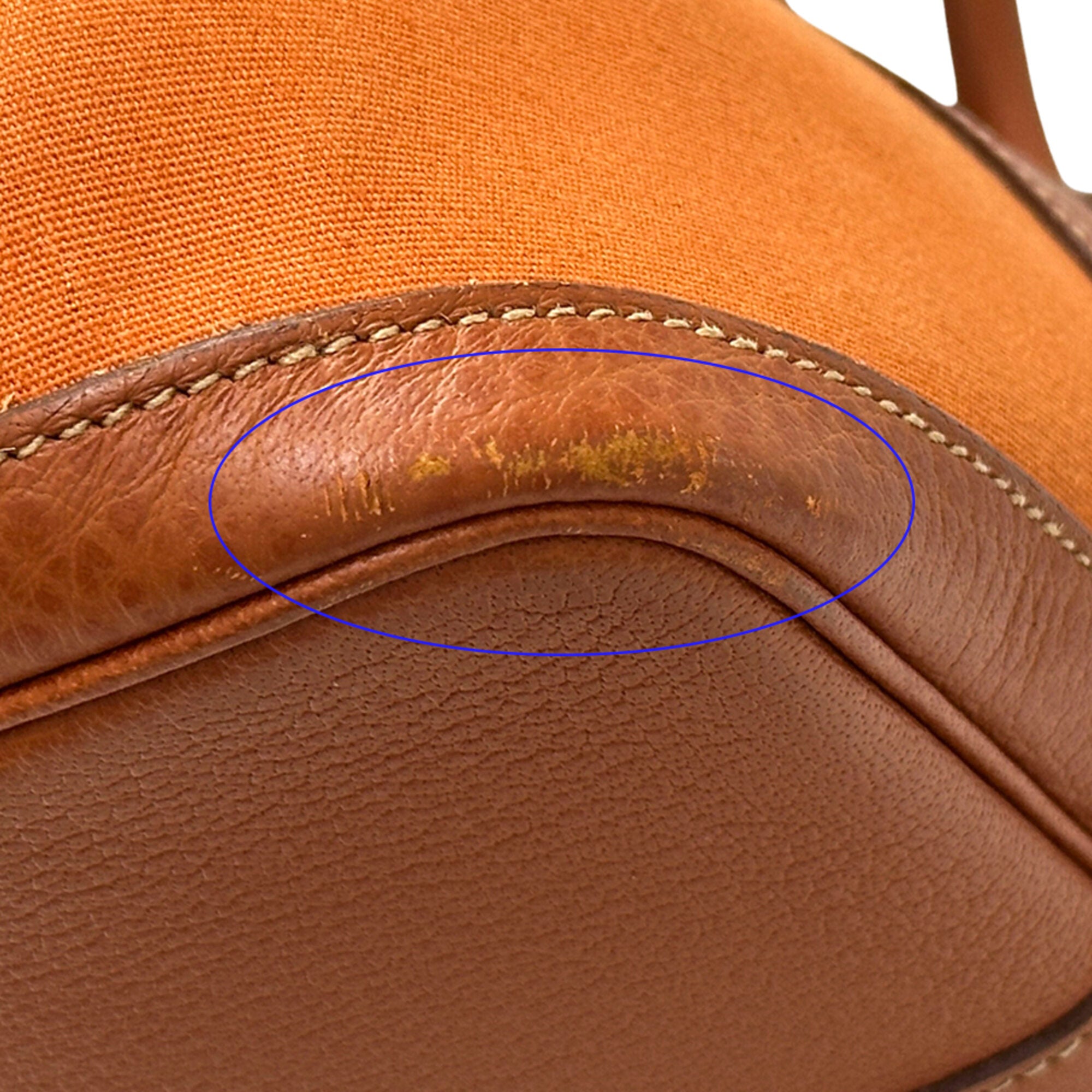 Hermes Garden Orange Potiron Toile Officier Leather Handbag Tote Bag (Pre-Owned)